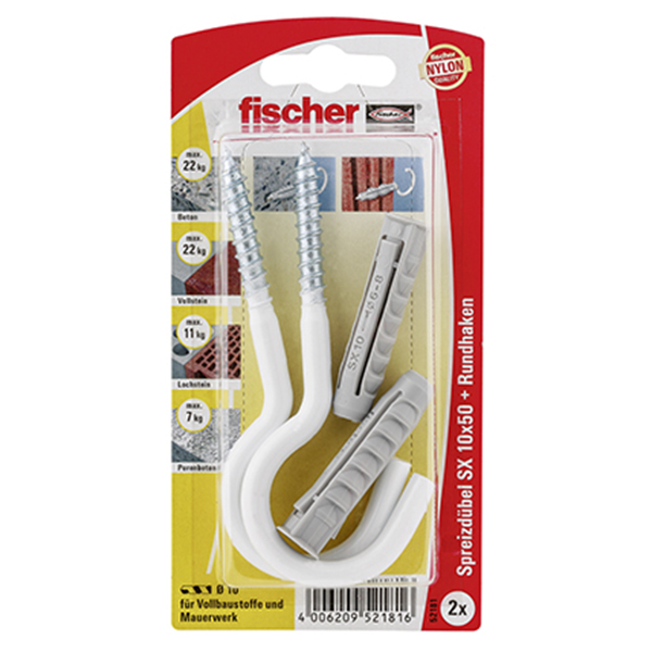 Fischer Plug SX & Hook SX 10x50 HV K (2) 90911