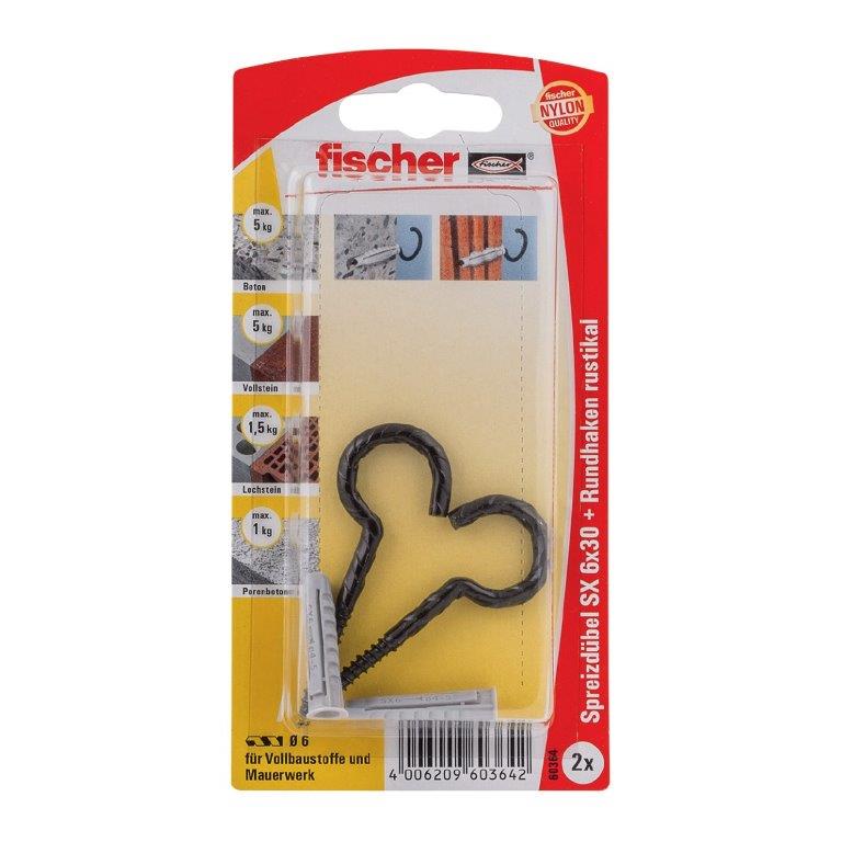 Fischer Plug SX & Hook Brass/Black RHR 63 K (2) 90905