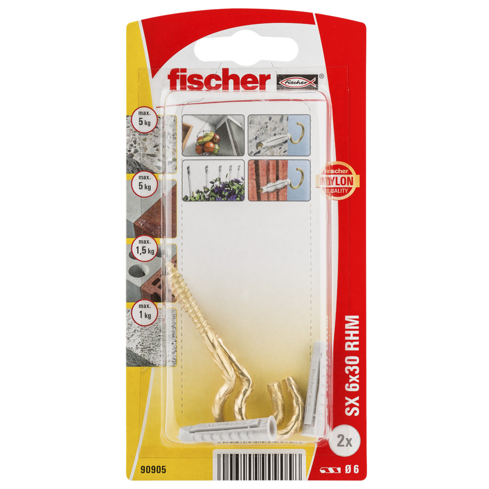 Fischer Plug SX & Hook Brass/Black RHM 63 K (2) 90906