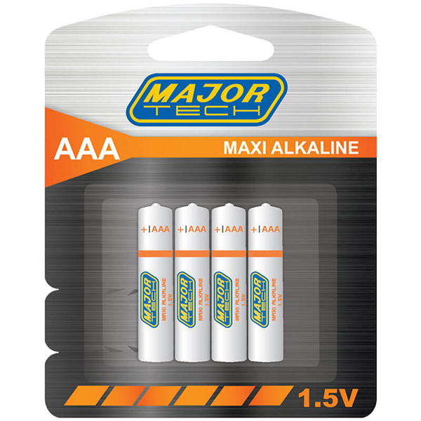 Major Tech Battery Alkaline AAA 1.5V (4) LR03-BP4