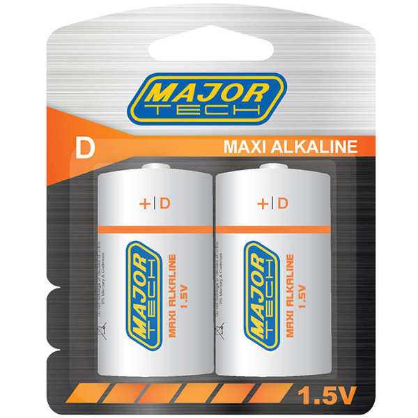 Major Tech Battery Alkaline D 1.5V (2) LR20-BP2