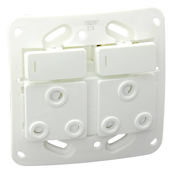 Veti2 Socket Outlet Double 16A Monoblock 100x100mm White VG22WT