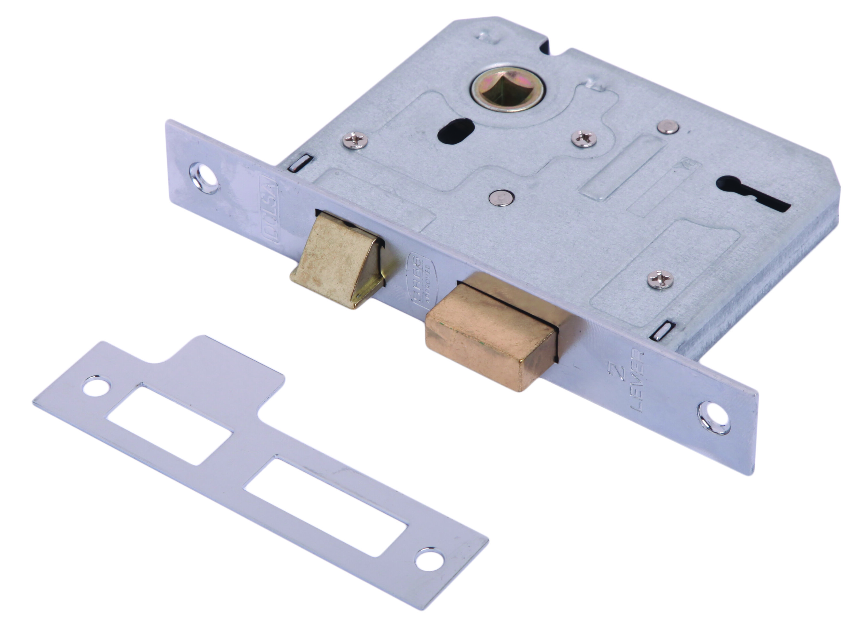 Mortice lock 3 Lever Chrome On Steel V303/50