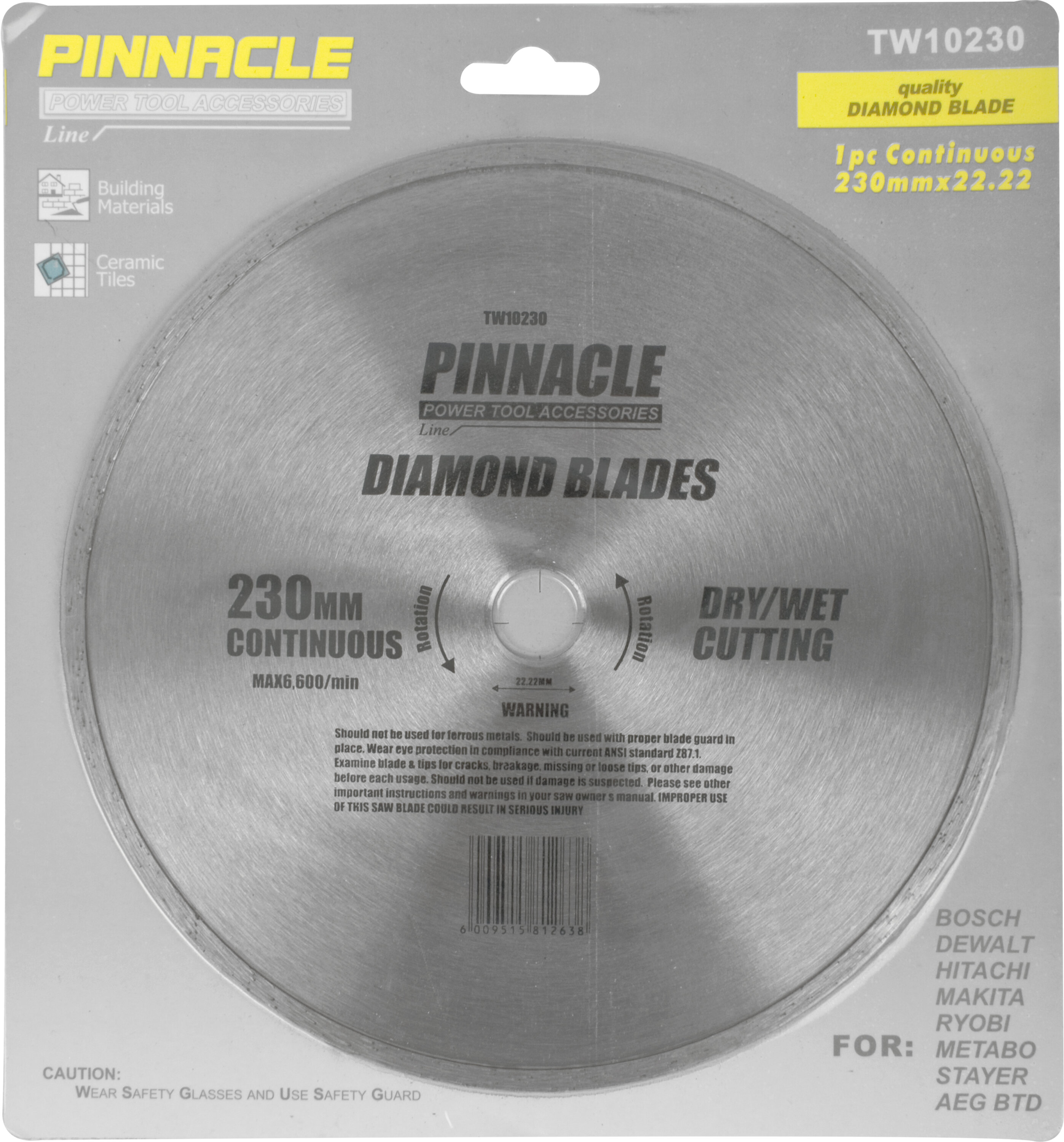 Pinnacle Blade Diamond 230mm Continuous TW10230