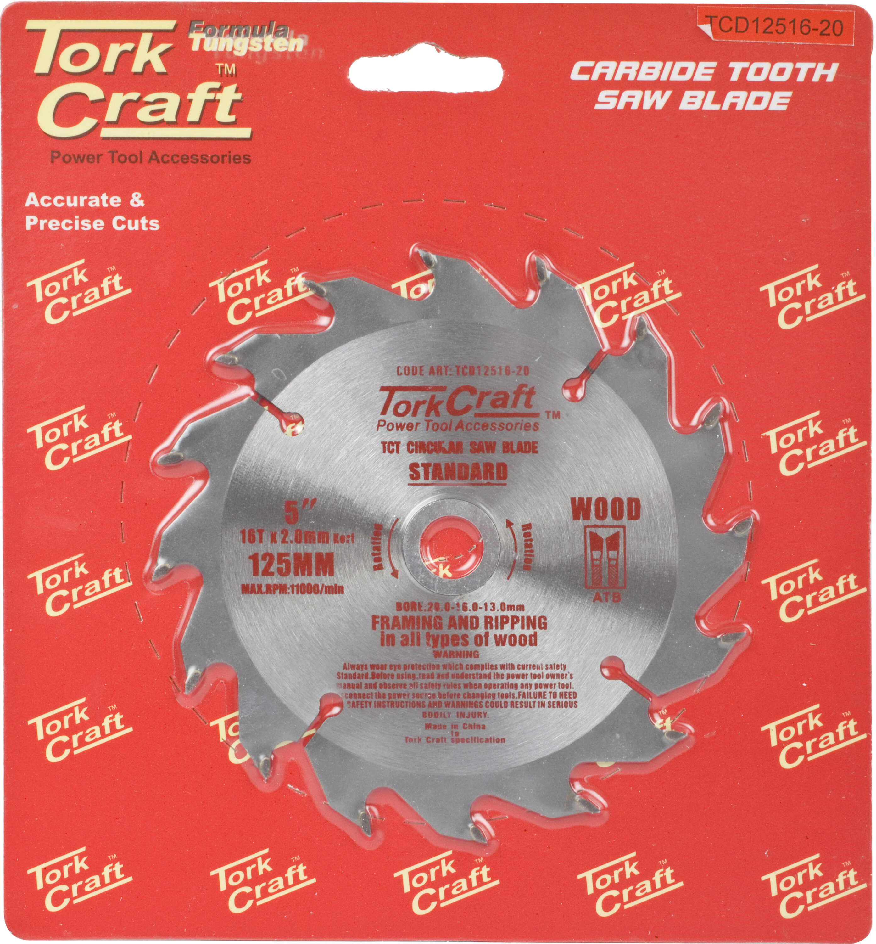 Tork Craft Blade Circular Saw TCT 125x 16T 20/13 GP Wood TCD12516-19