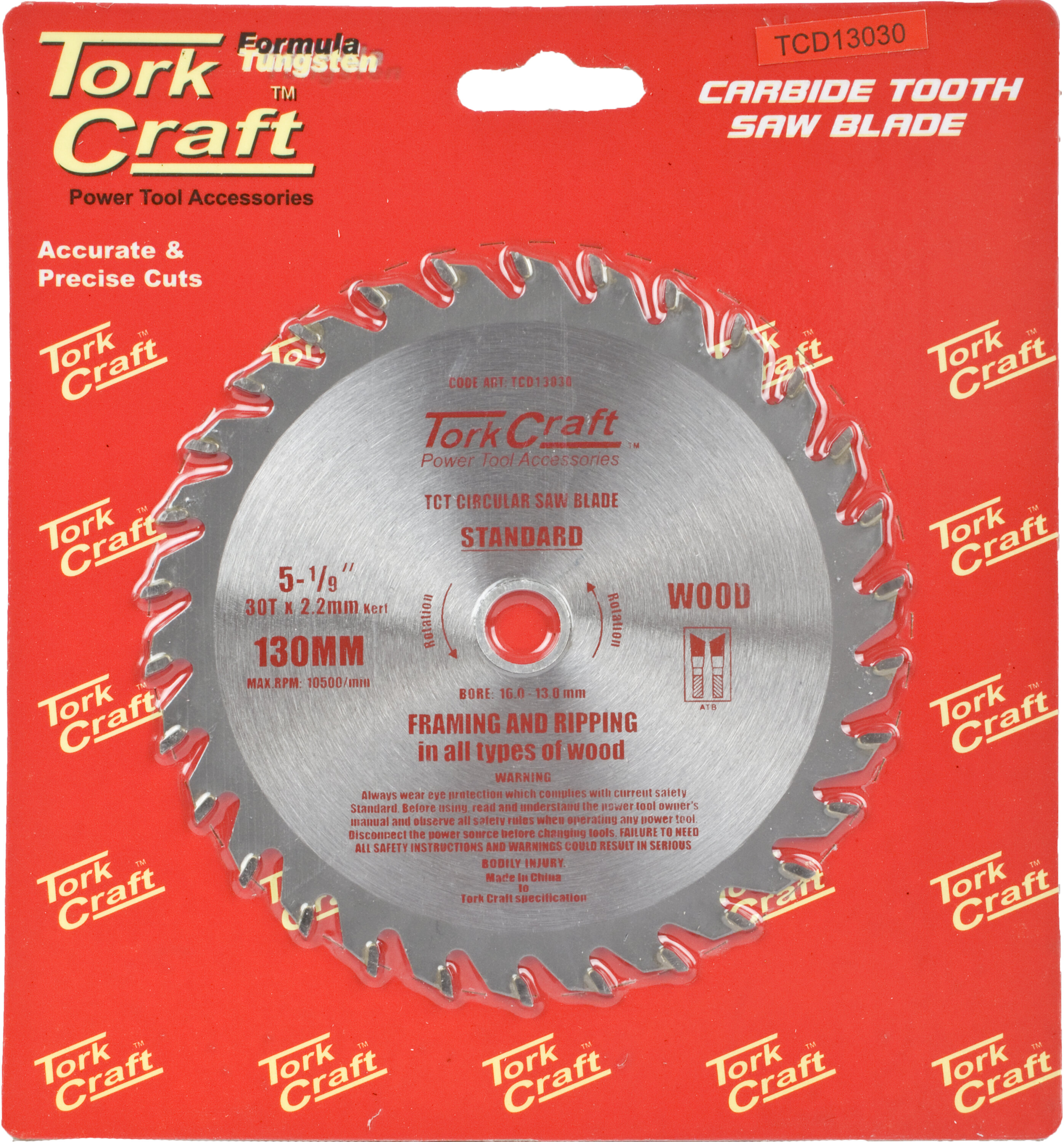 Tork Craft Blade Circular Saw TCT 130x 30T 16/13 GP Wood Combo TCD1303