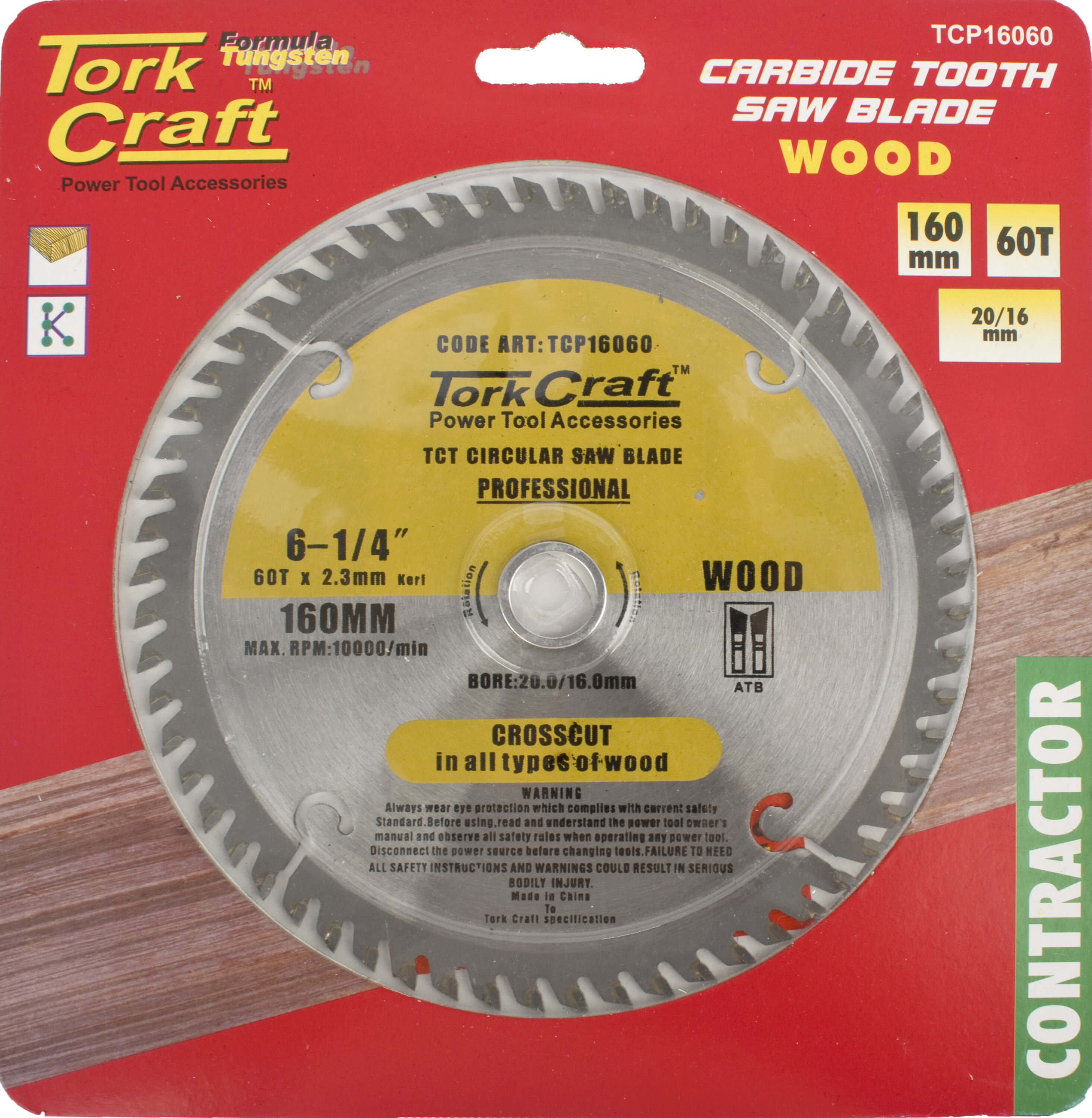 Tork Craft Blade Circular Saw TCT 160x 60T 20/16 Contractor TCP16059