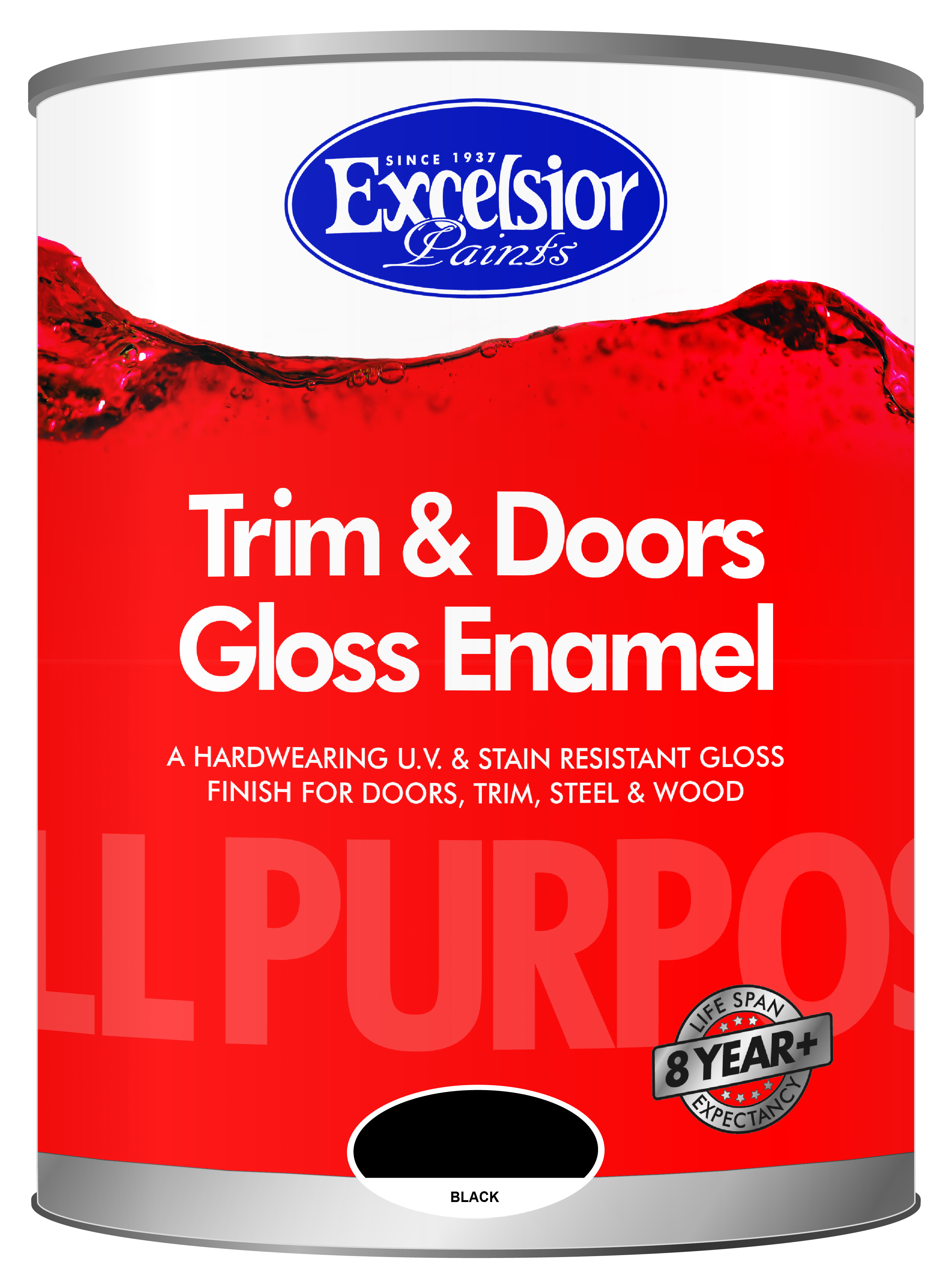 Excelsior All Purpose Gloss Enamel Black 5l