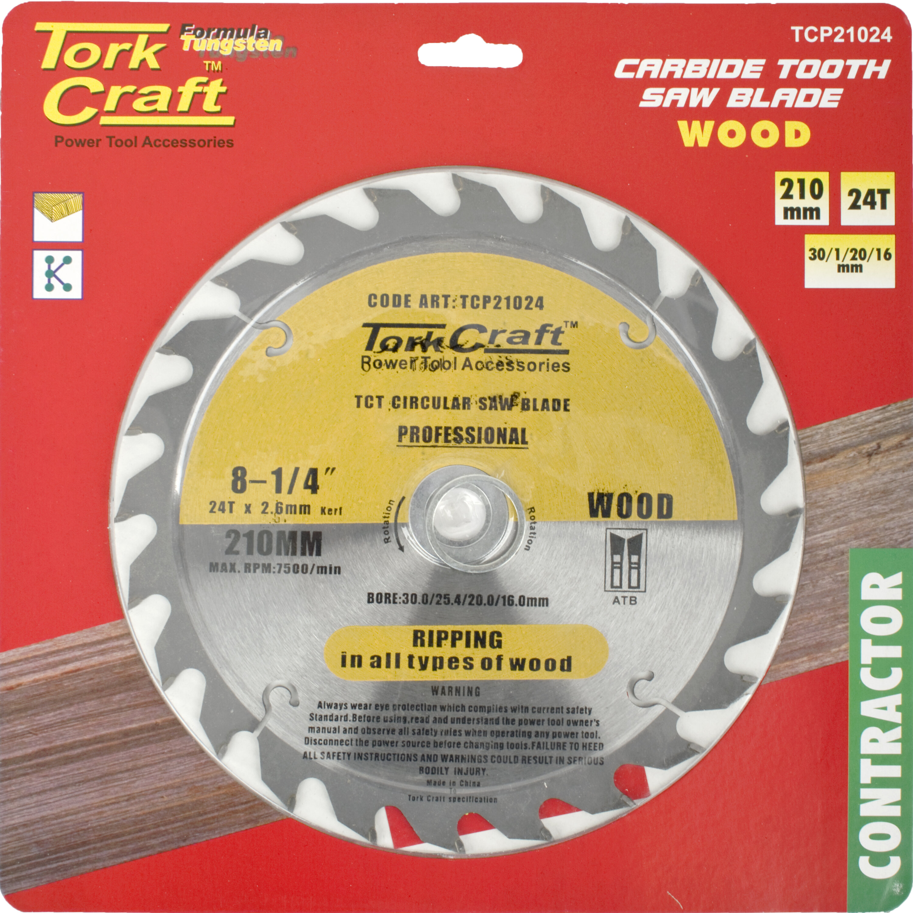 Tork Craft Blade Circular Saw TCT 210x 24T 30/1/20/16 Cont TCP21023