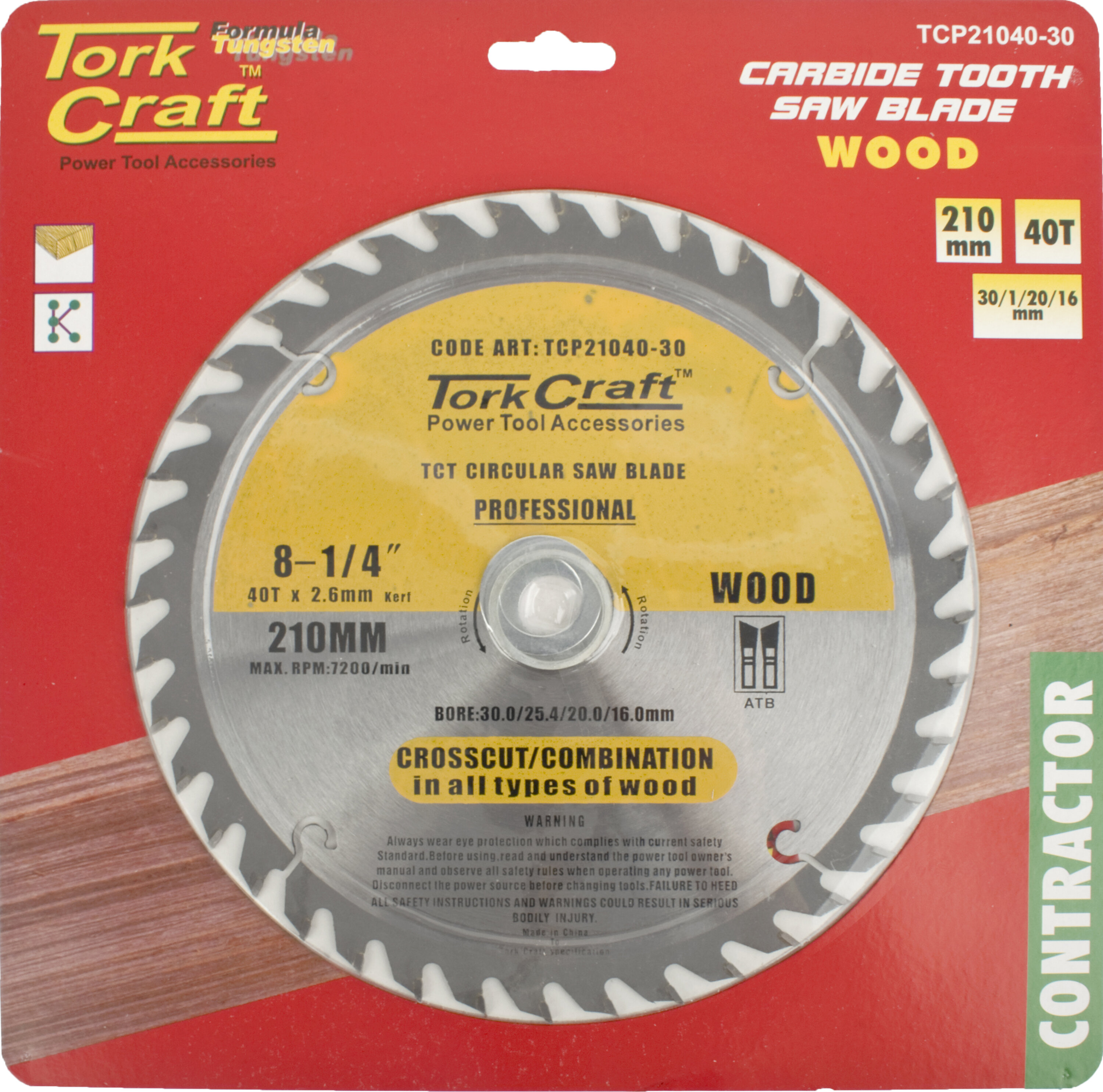 Tork Craft Blade Circular Saw TCT 210x 40T 30/1/20/16 Cont TCP21040-29