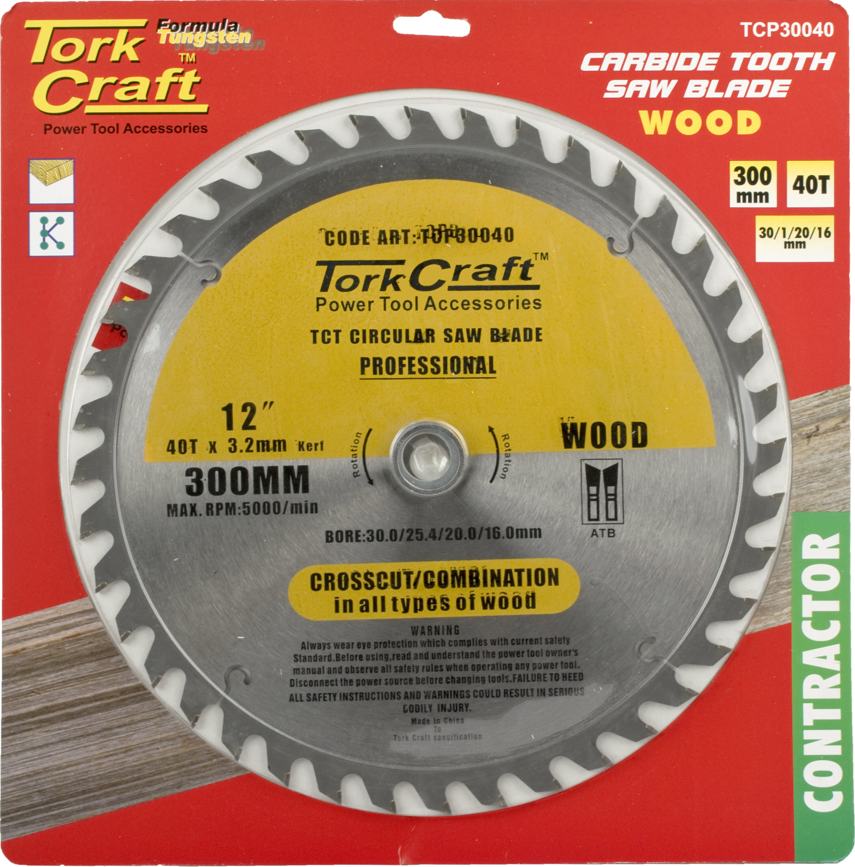 Tork Craft Blade Circular Saw TCT 300x 40T 30/1/20/16 Cont TCP30040