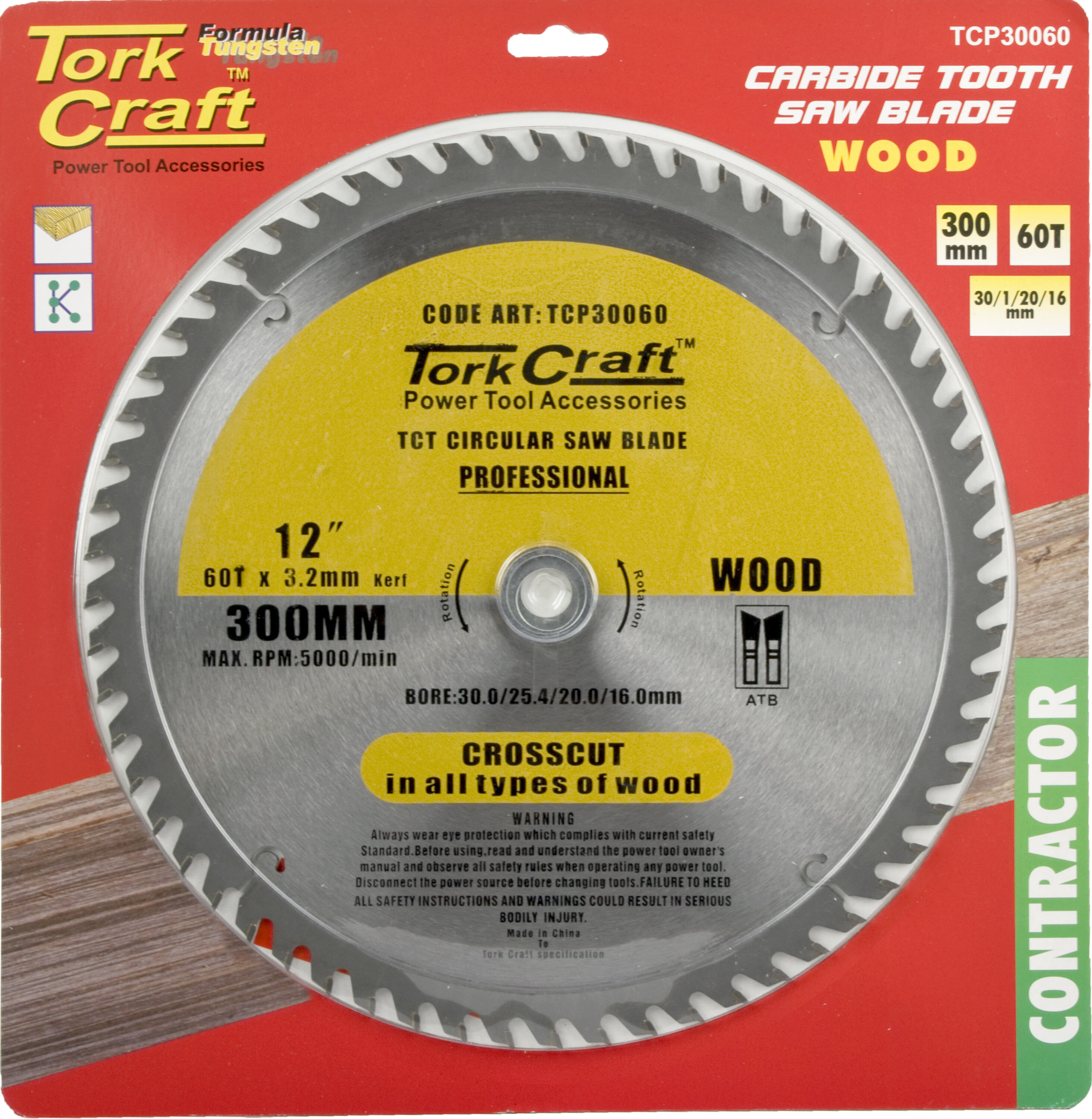 Tork Craft Blade Circular Saw TCT 300x 60T 30/1/20/16 Cont TCP30059