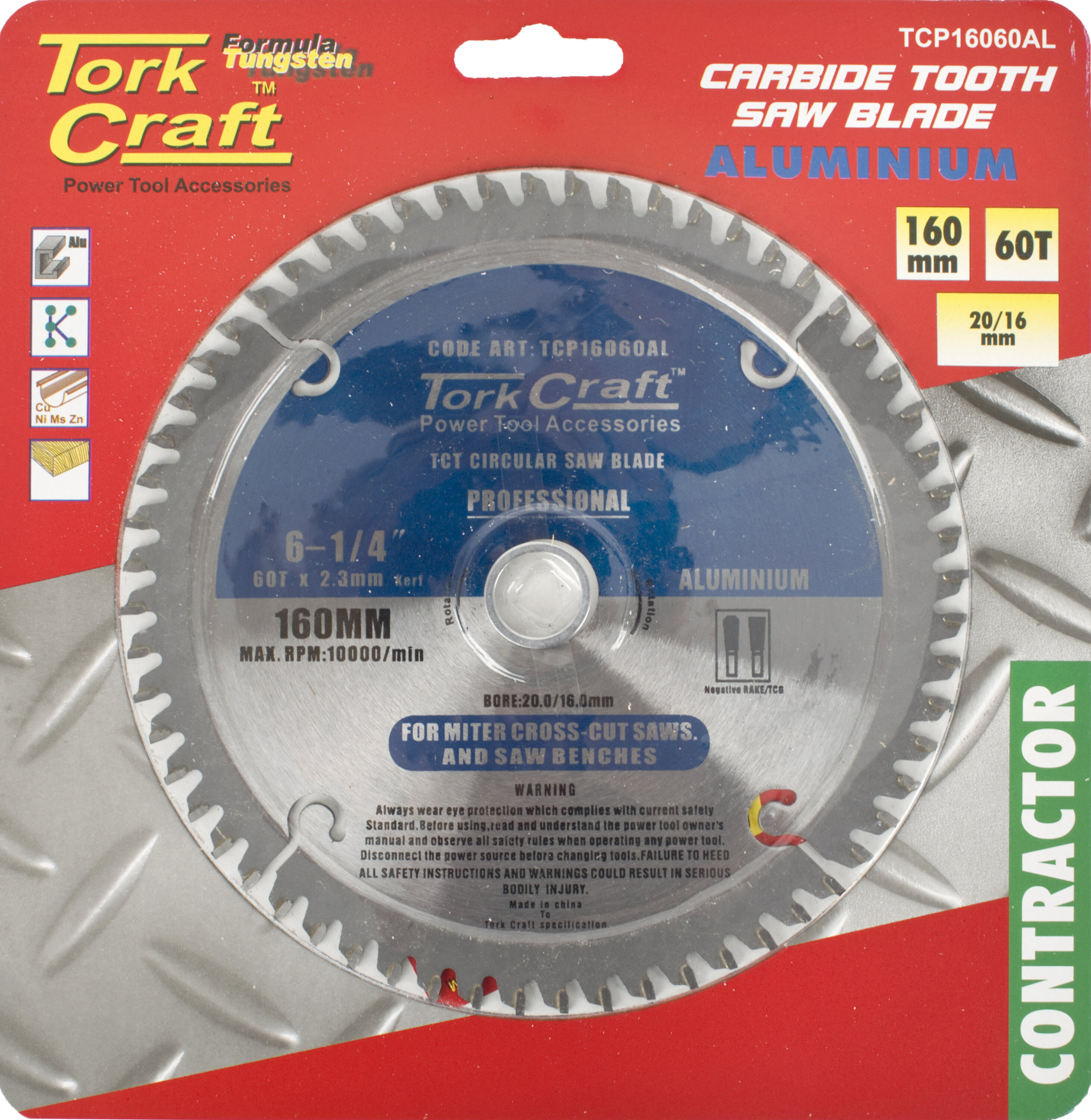 Tork Craft Blade Aluminium 160x60T 20/16 TCP16060AL