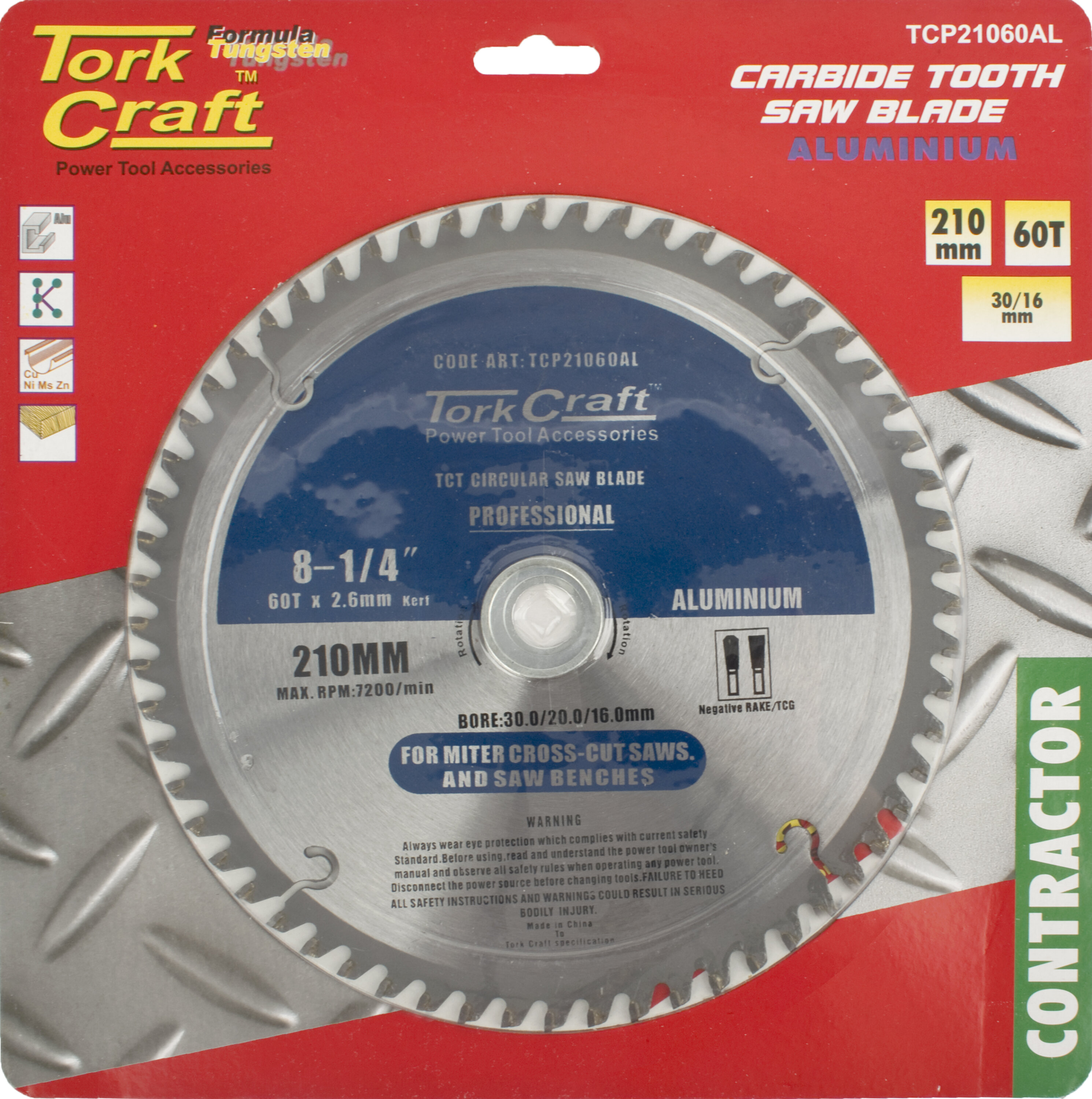 Tork Craft Blade Aluminium 210x60T 30/16 TCP21060AL