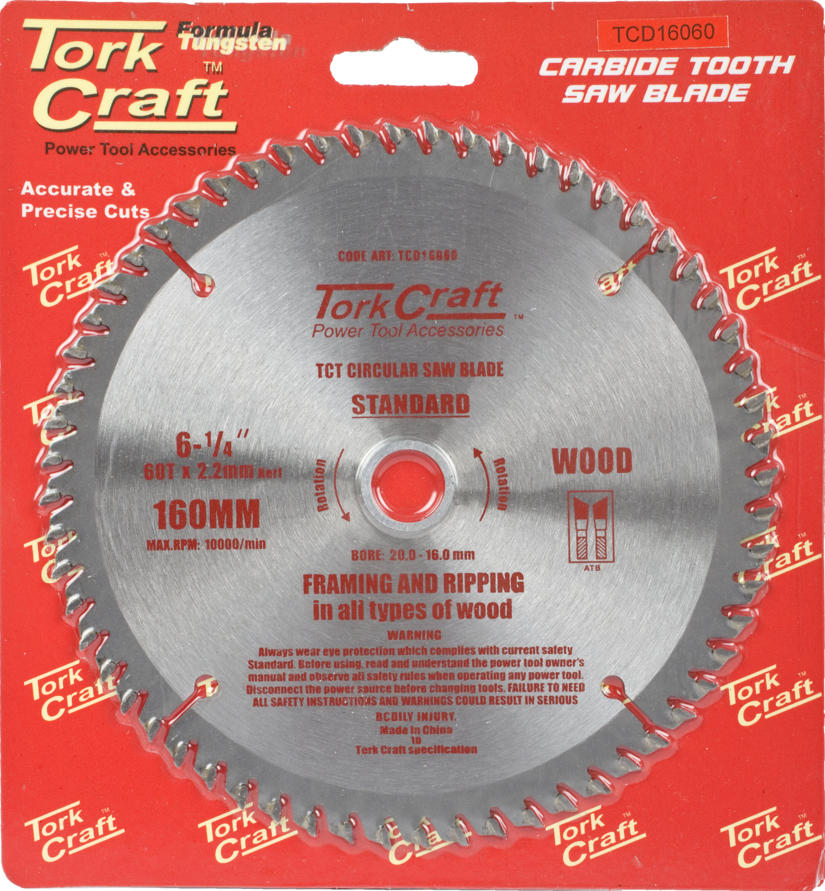 Tork Craft Blade Circular Saw G.P 160x 60T 20/16 TCD16060