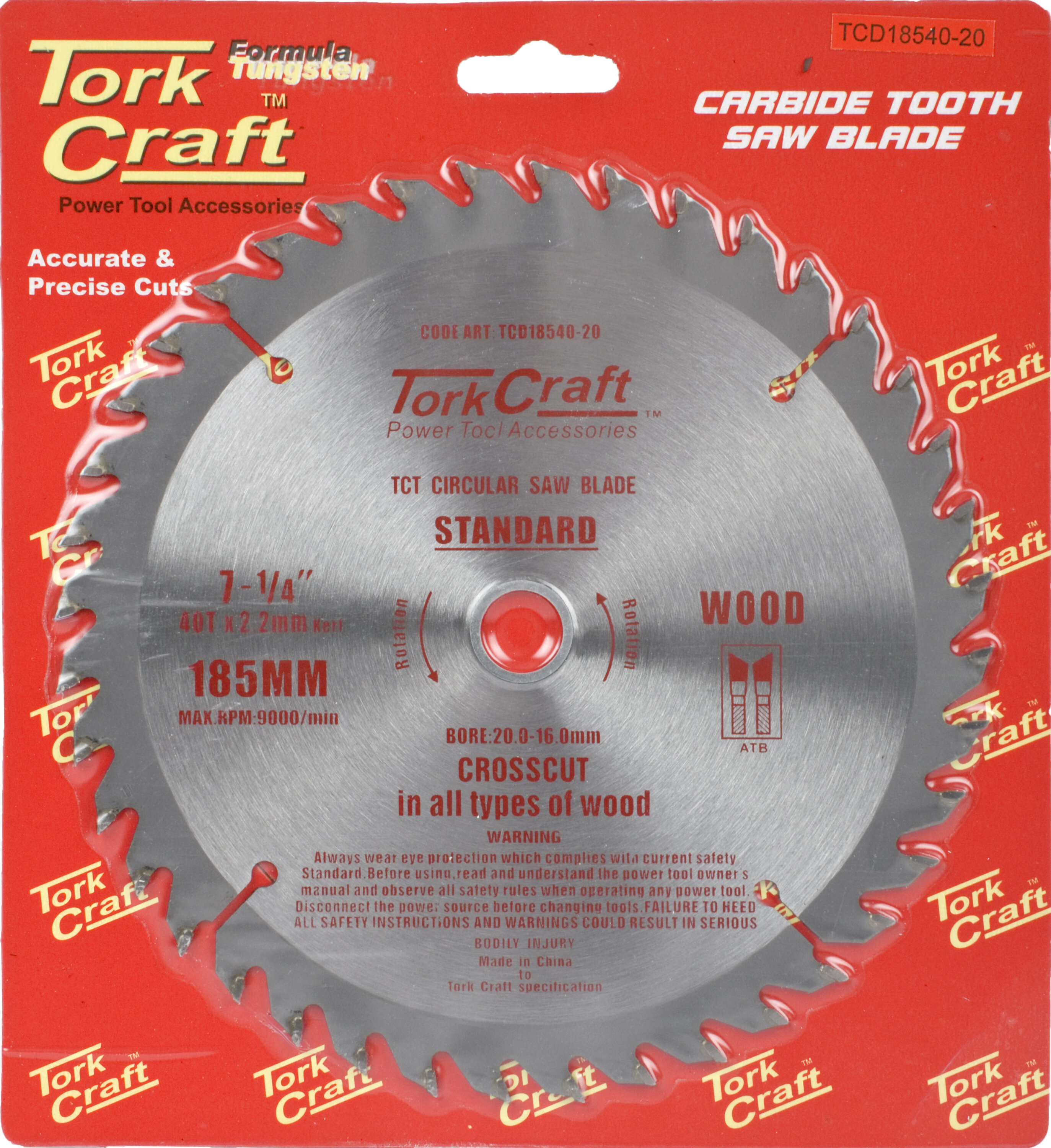 Tork Craft Blade Circular Saw G.P 185x 40T 20/16 TCD18540-19