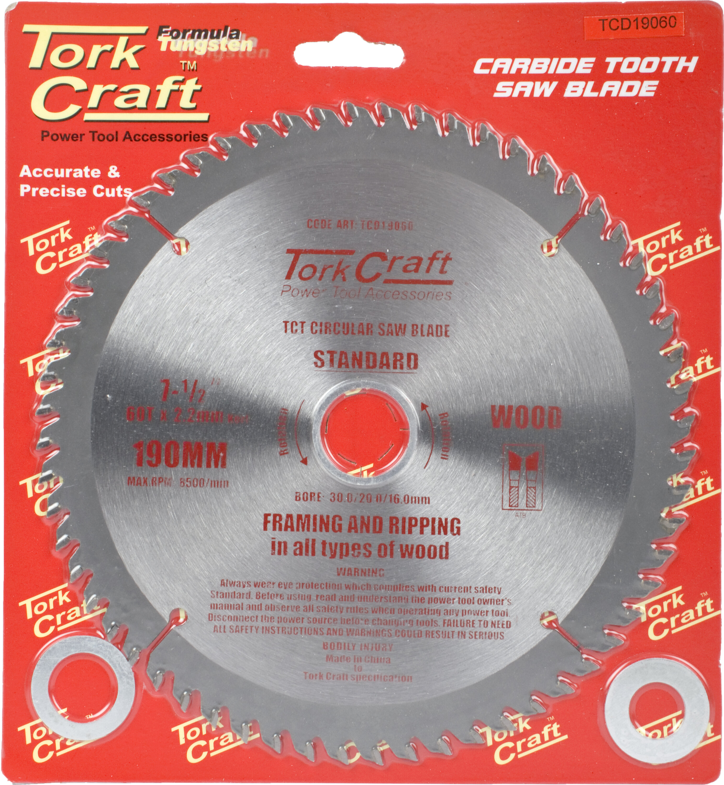 Tork Craft Blade Circular Saw G.P 190x 60T 30/20 TCD19060