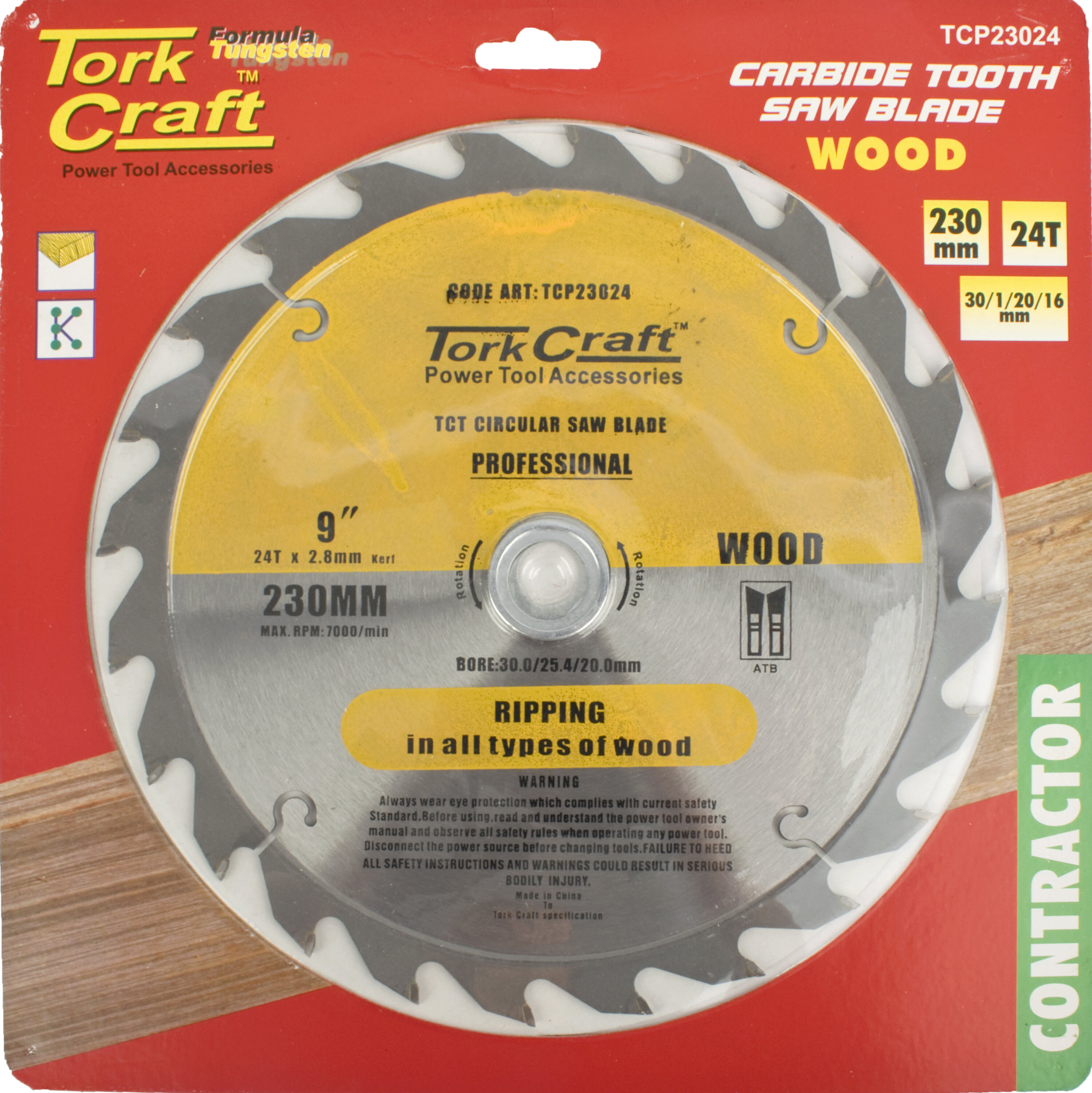 Tork Craft Blade Circular Saw TCT 230x 24T 30/1/2 Contractor TCP23023