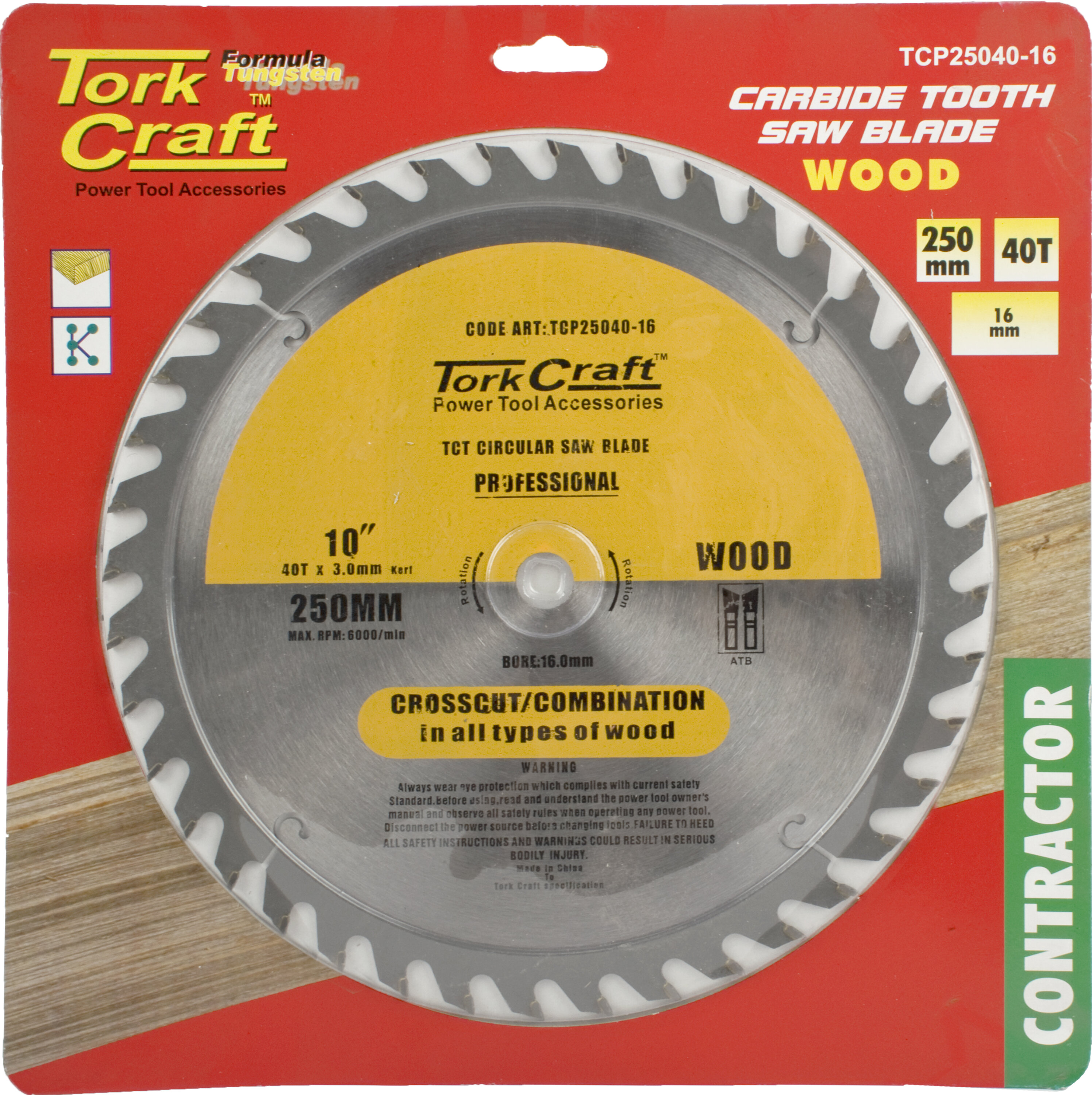 Tork Craft Blade Circular Saw TCT 250x 40T 16 Contractor TCP25040-16