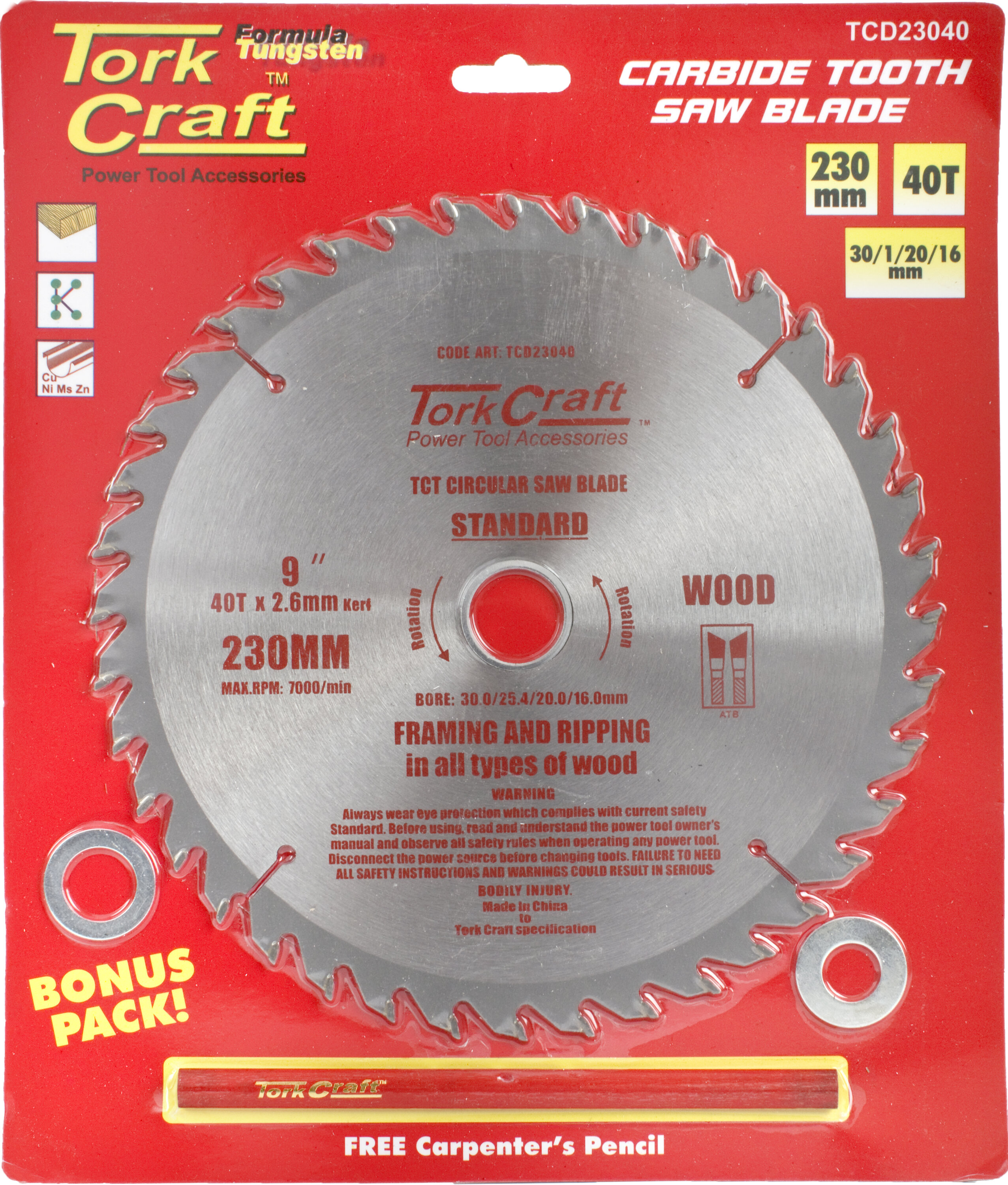 Tork Craft Blade General Purpose 230x40T 30/1/20/16 TCD23040