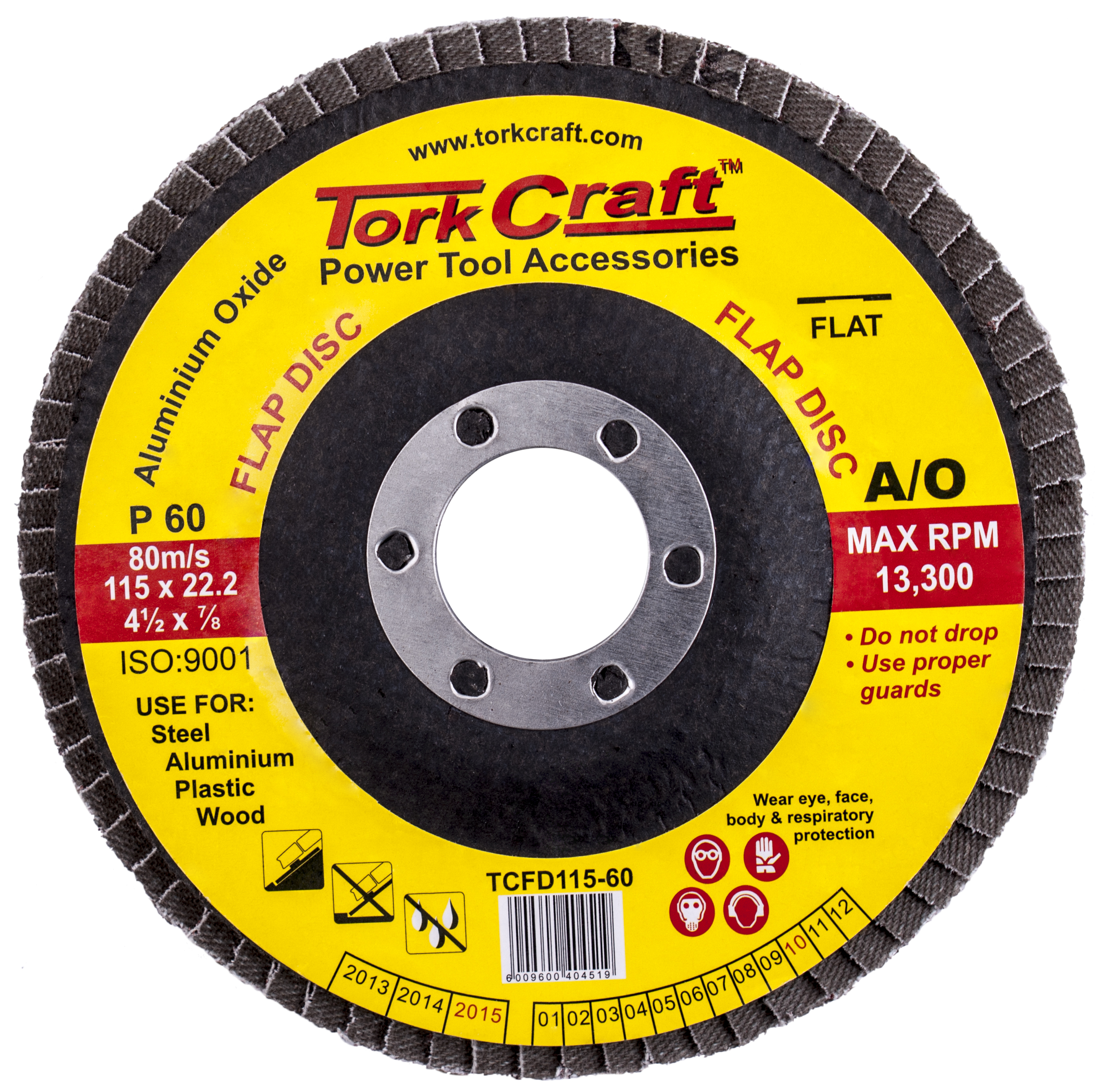 Tork Craft Flap Disc 115mm 60 Grit Flat TCFD115-59