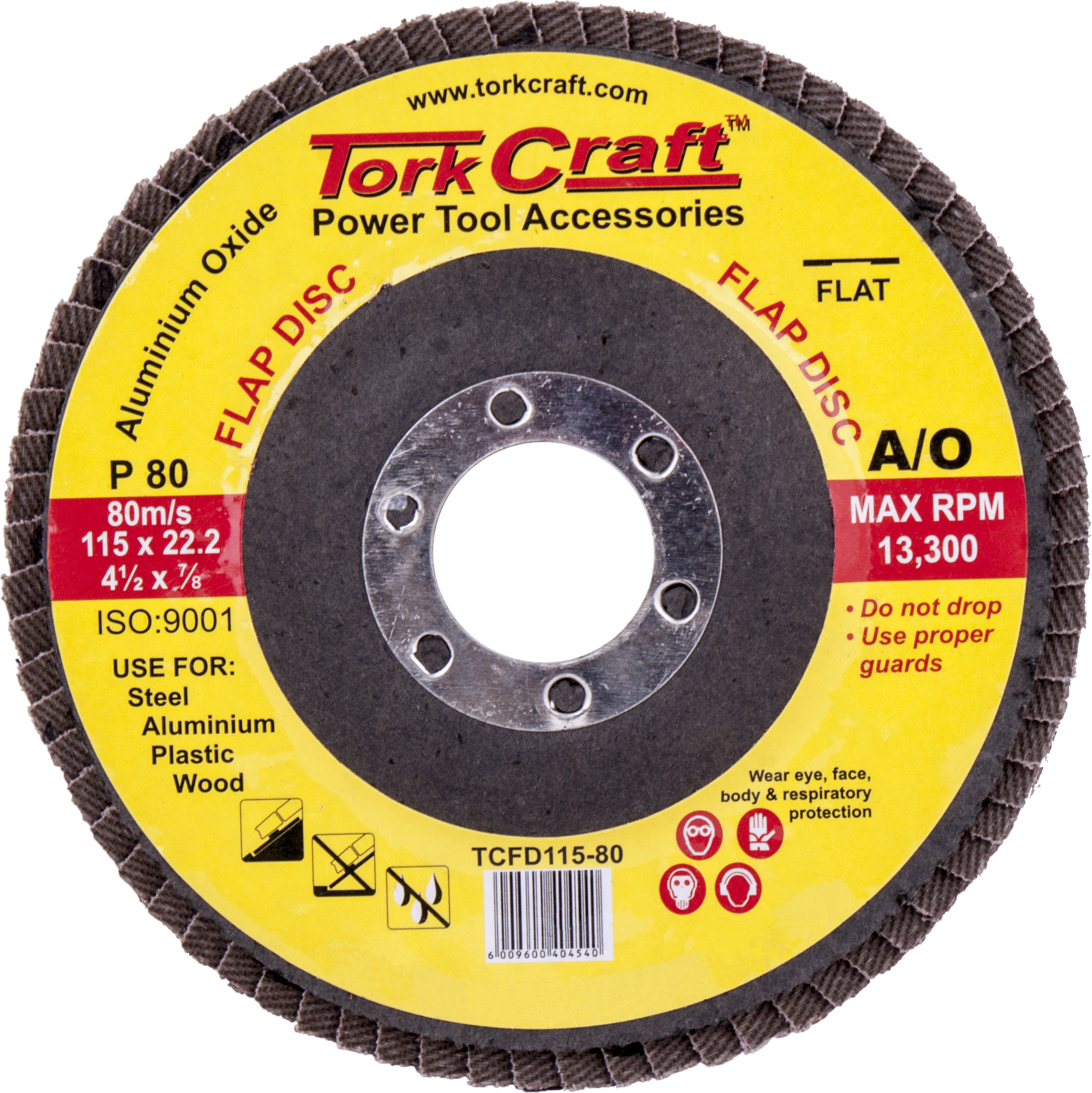 Tork Craft Flap Disc 115mm 80 Grit Flat TCFD115-79