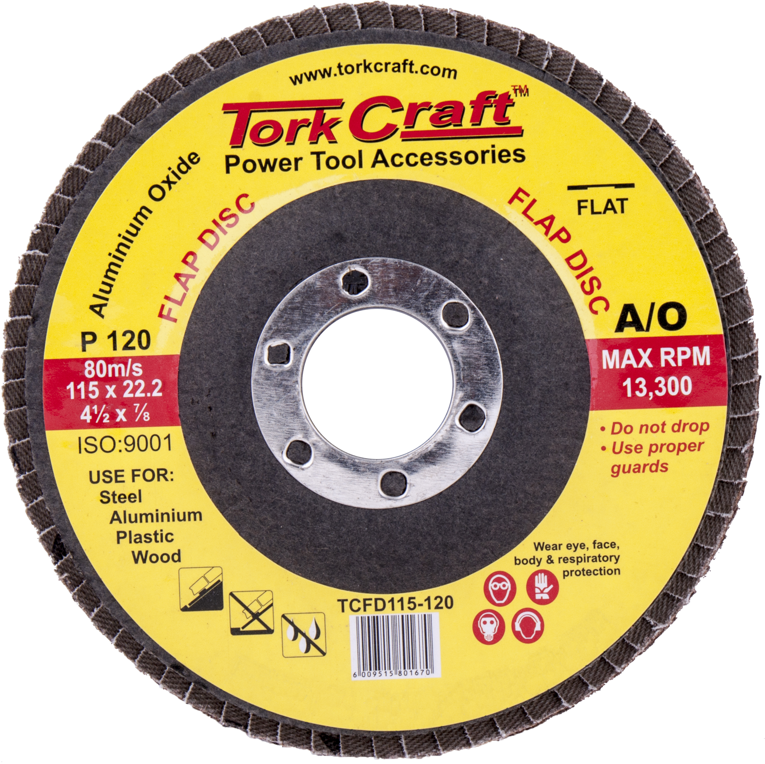 Tork Craft Flap Disc 115mm 120 Grit Flat TCFD115-119