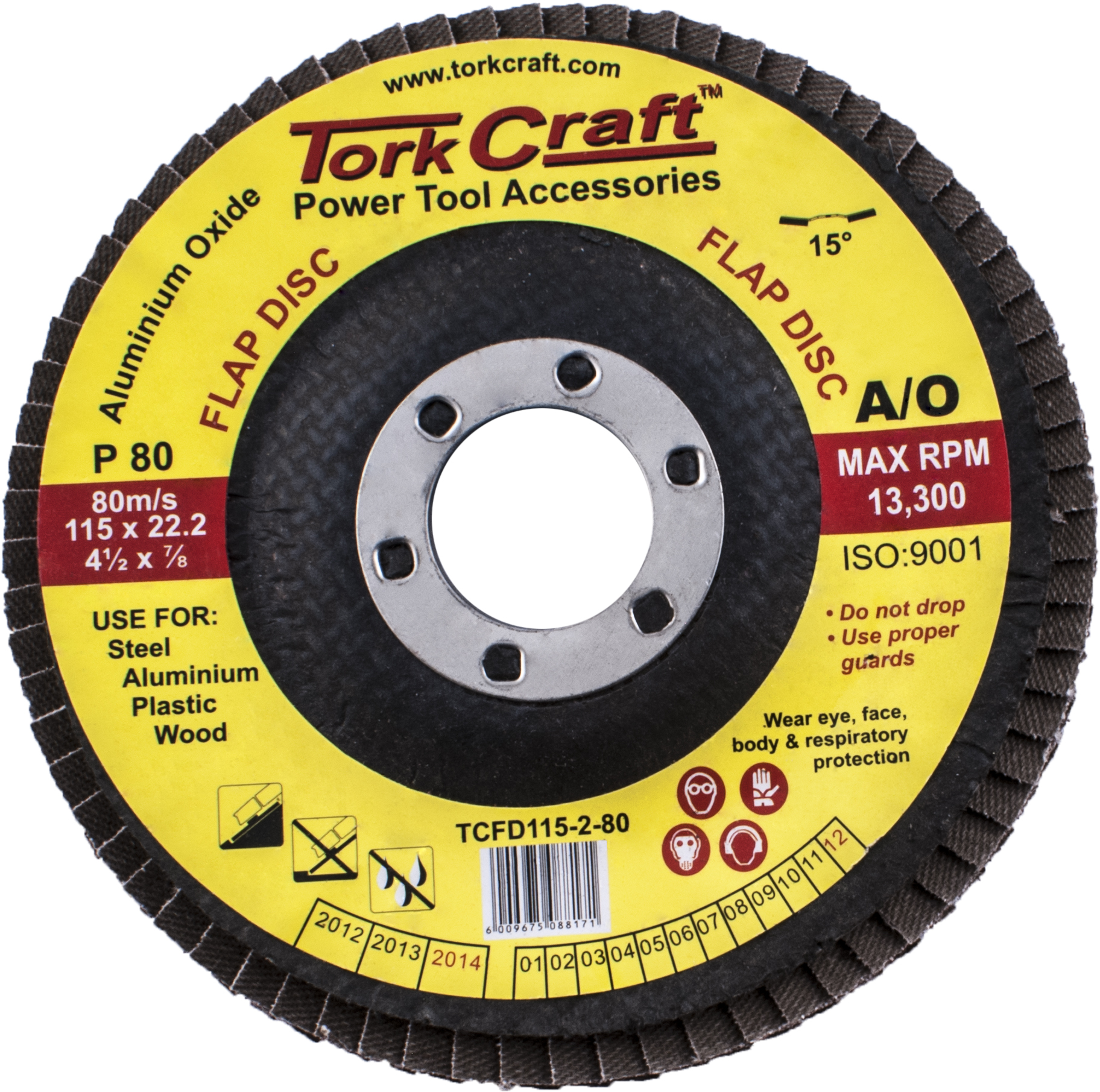 Tork Craft Flap Disc 115mm 15deg Angle 80g TCFD115-2-79