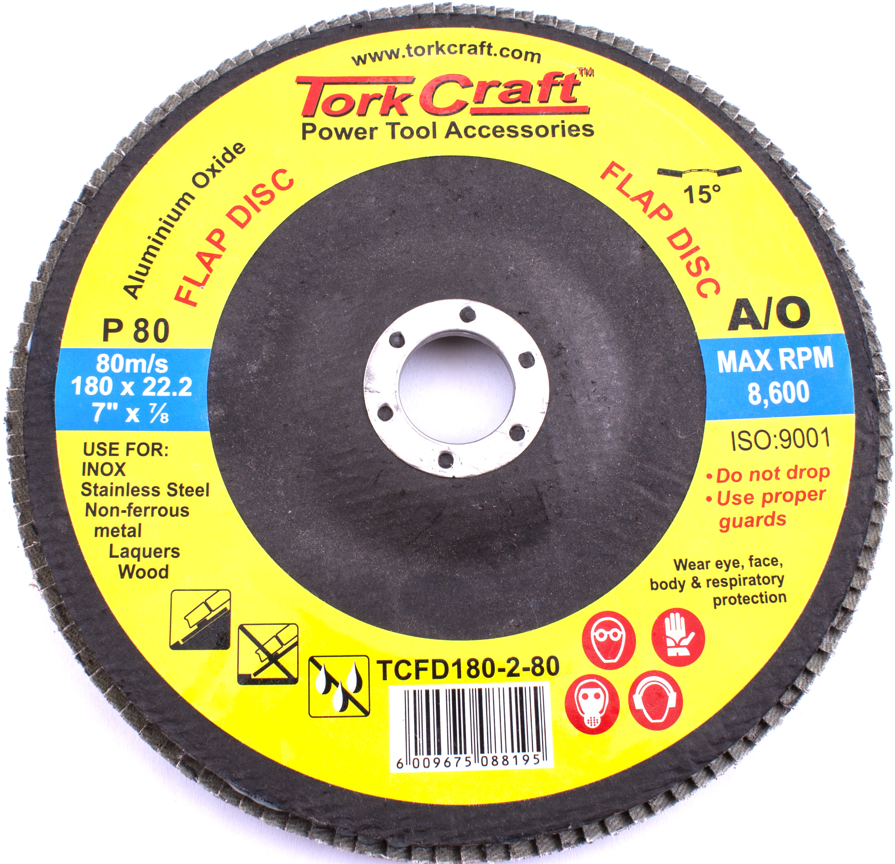 Tork Craft Flap Disc 180mm 15deg angle 80g TFCD180-2-80
