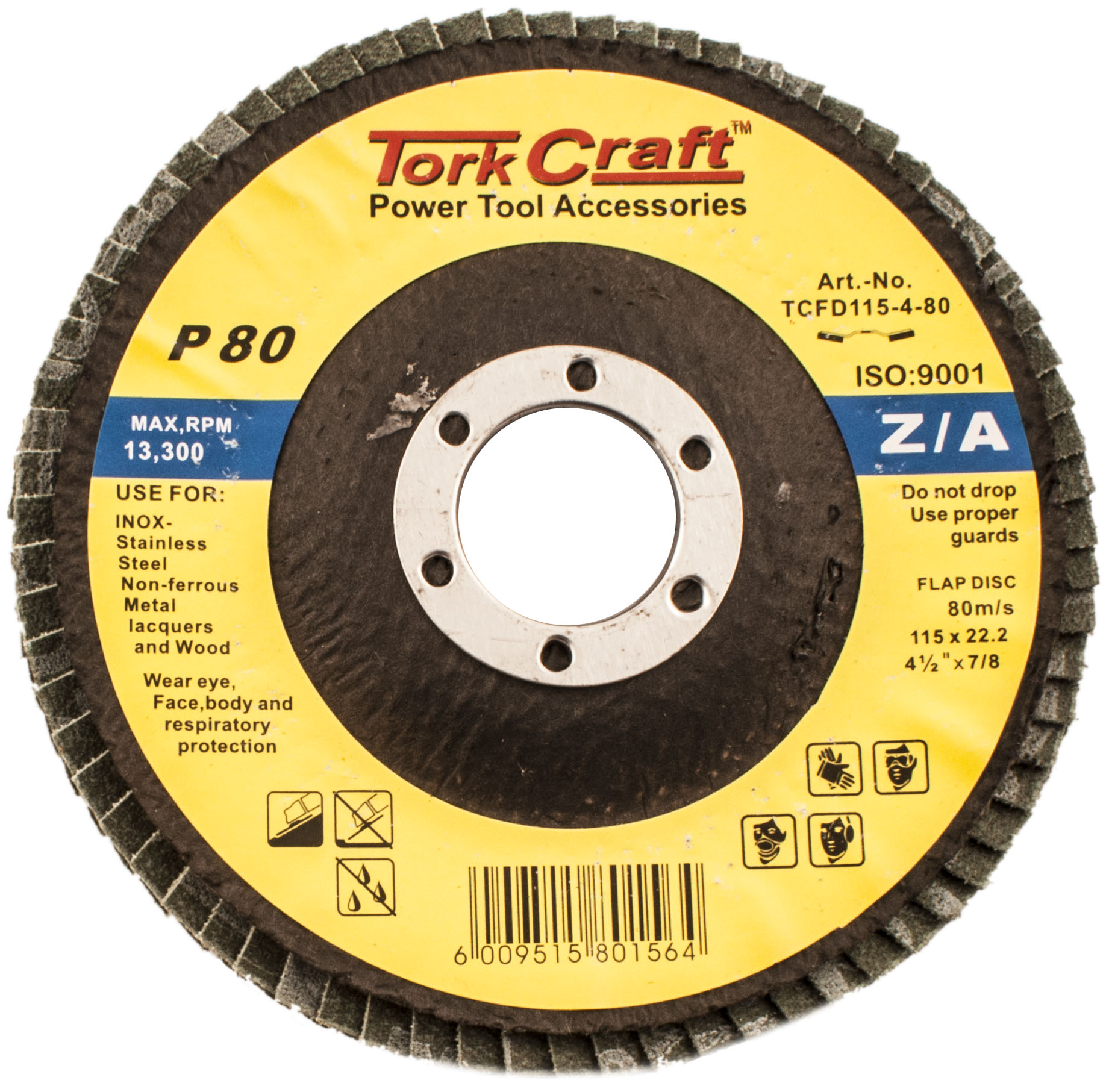 Tork Craft Flap Disc Zirconium 115mm 15deg Angle 80g TCFD115-4-80