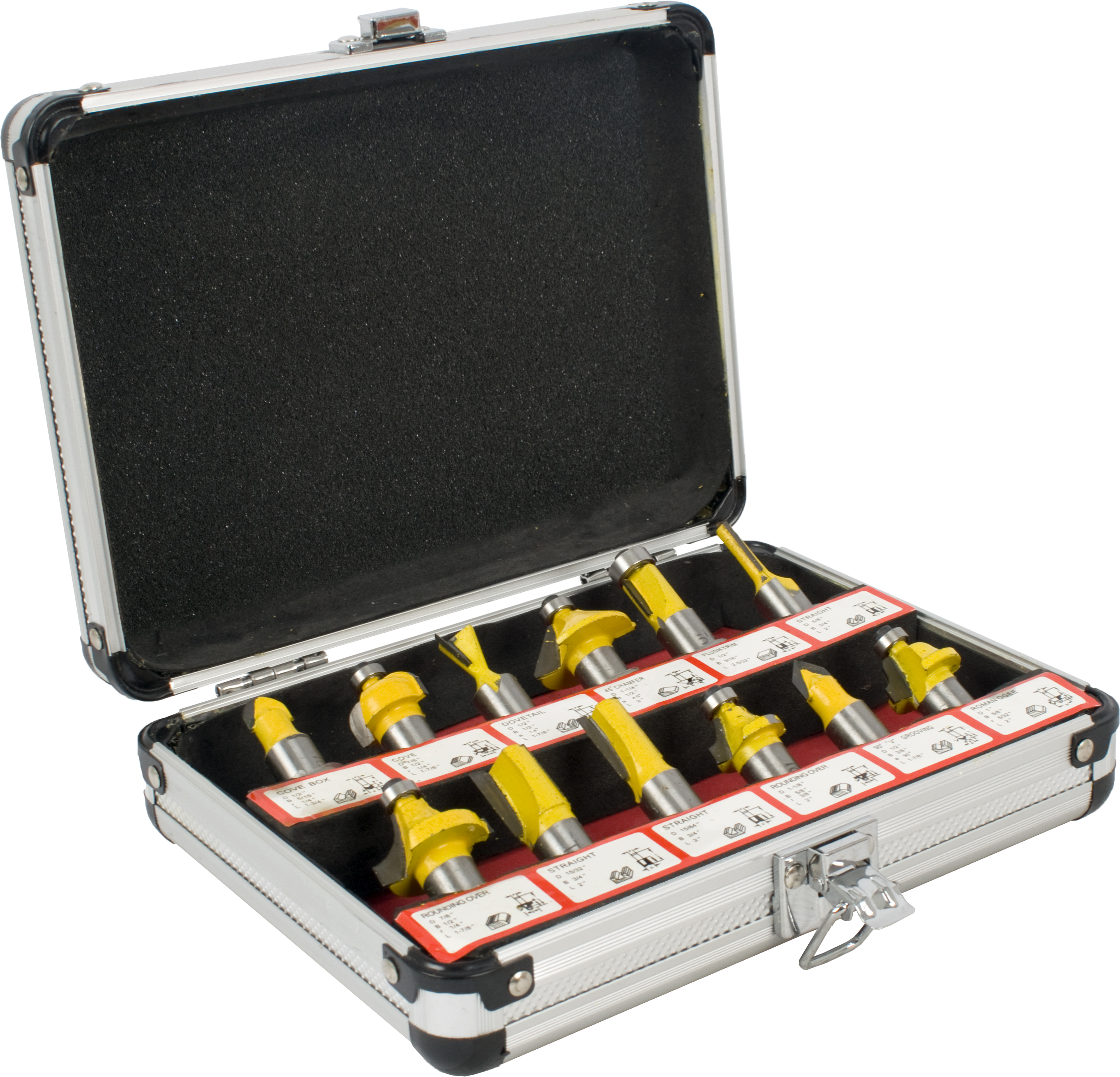 Tork Craft Router Bit Set 12Pce Aluminium Case TC20505
