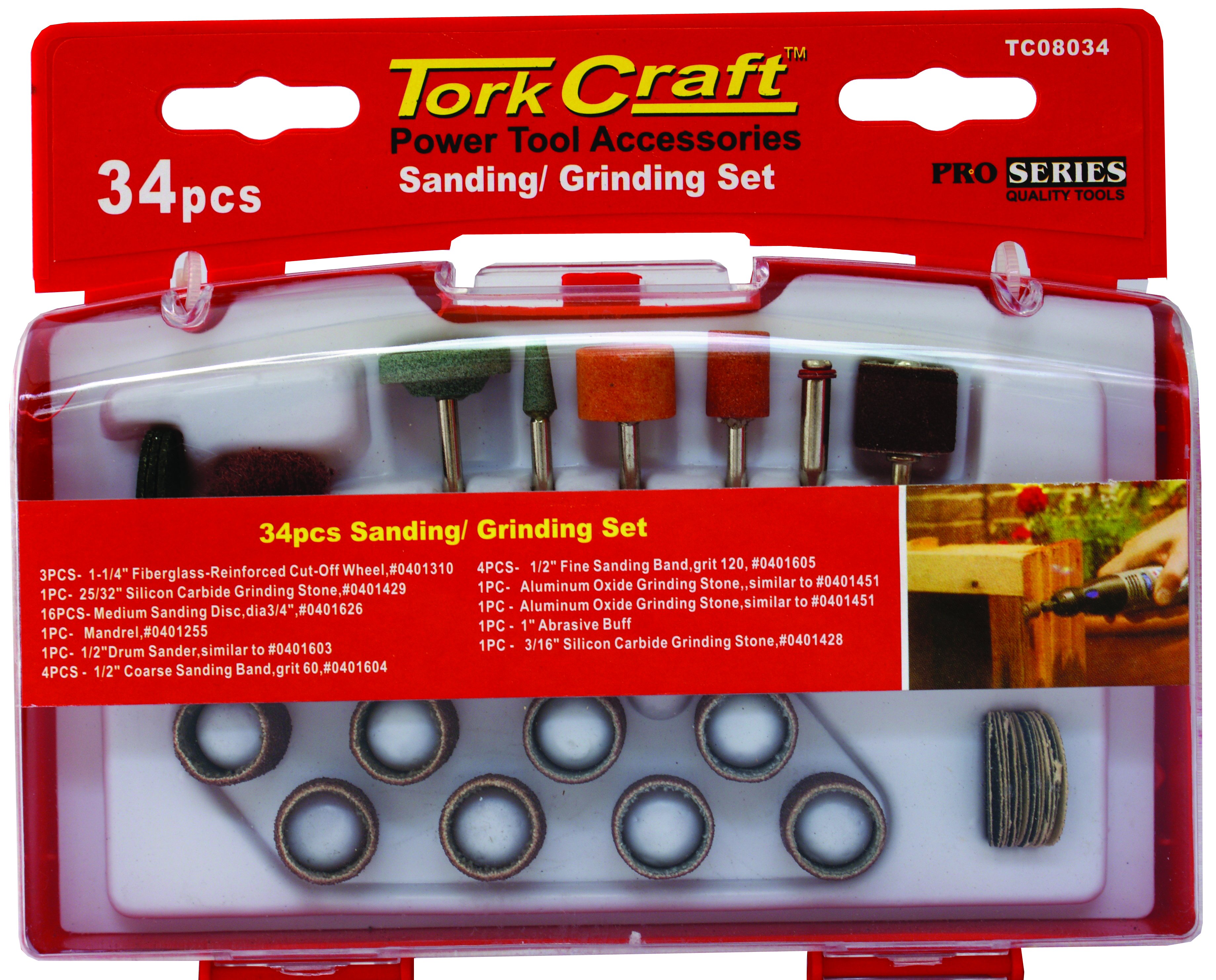 Tork Craft Sanding and Grinding Set 34Pce Mini TC08034