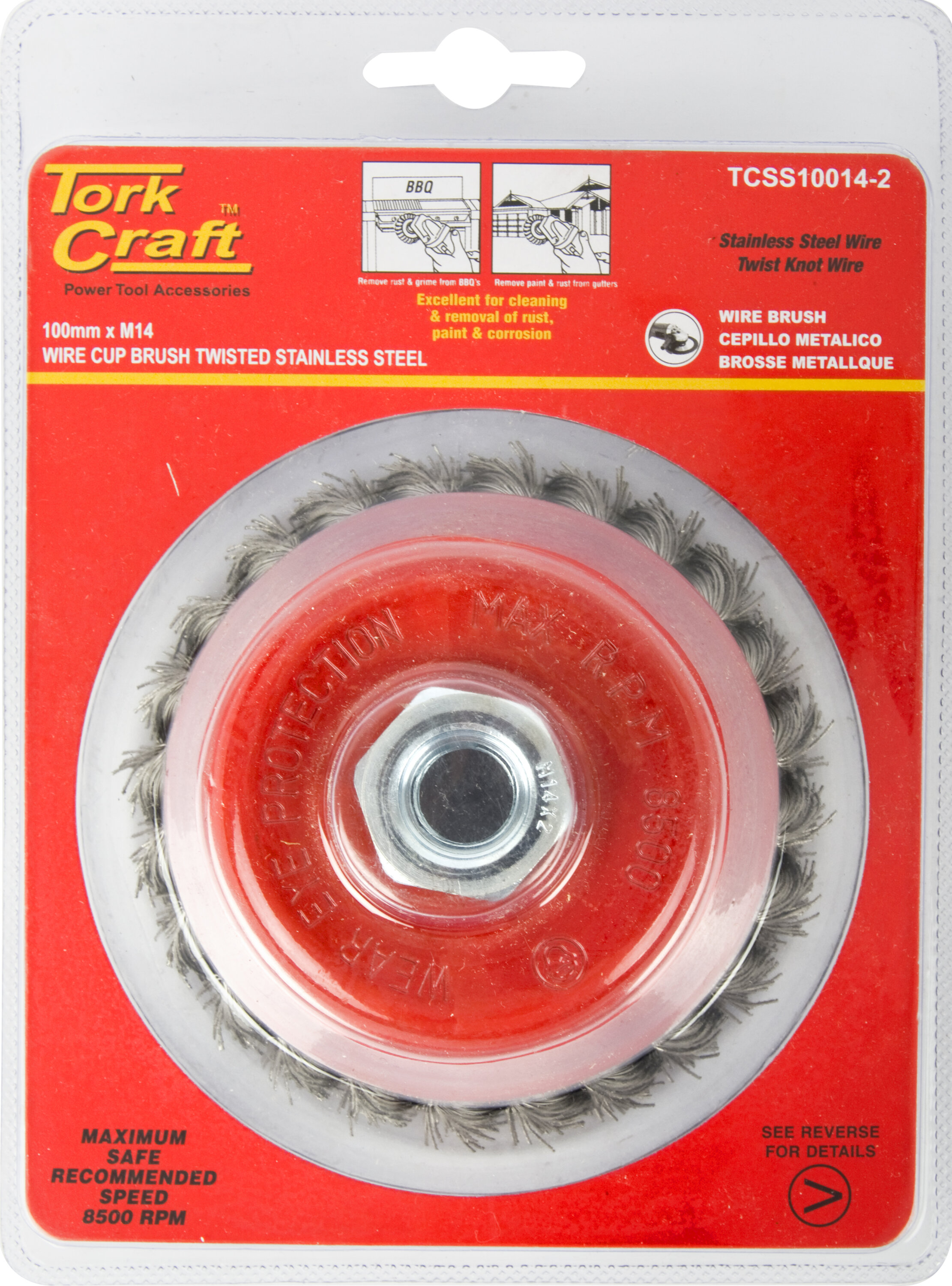 Tork Craft Brush Wire Cup Knotted Stainless Steel 100 x M14 TCSS10015