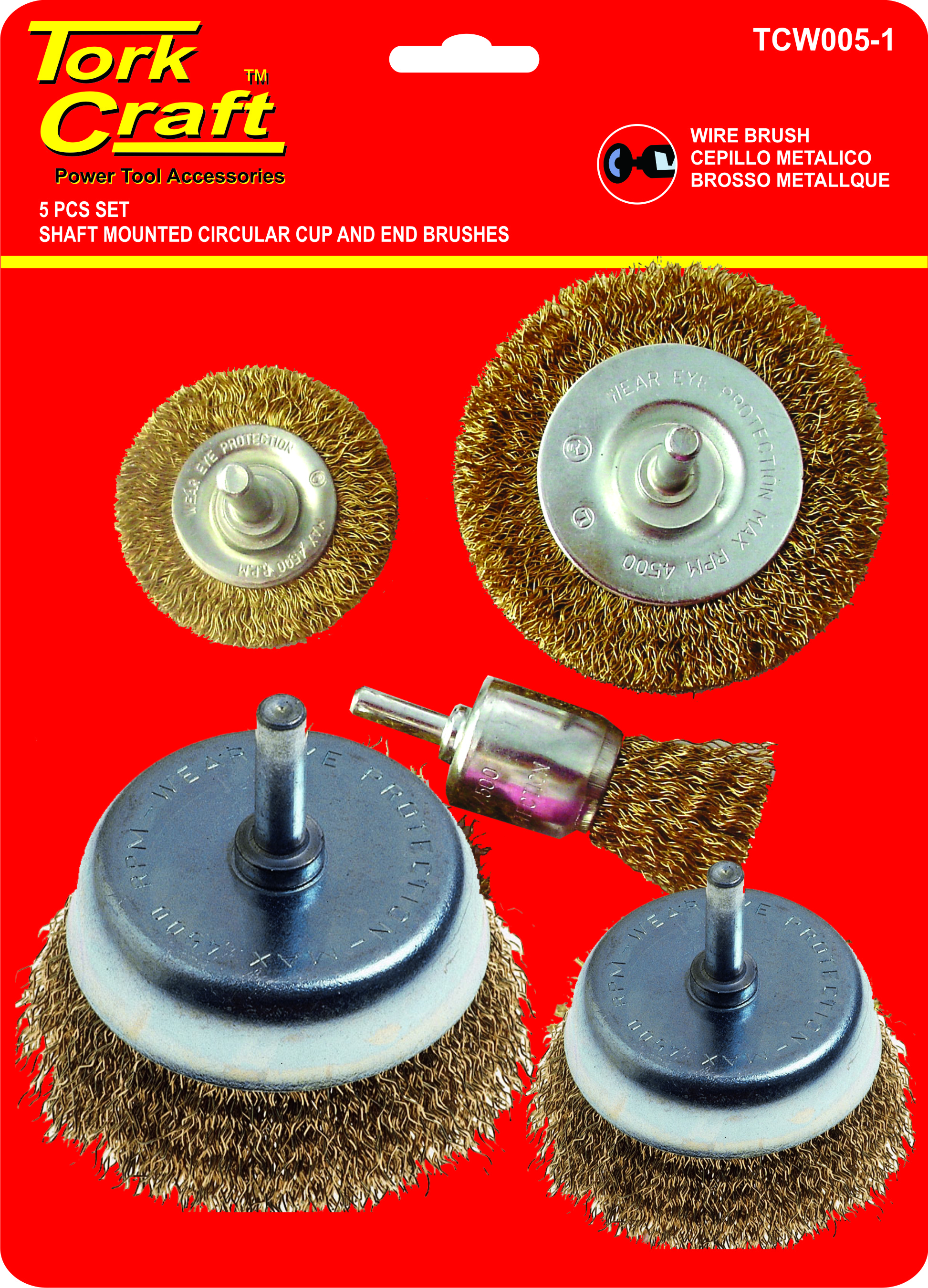 Tork Craft Wire Brush Set 5Pce With 6mm Shaft TCW005-1