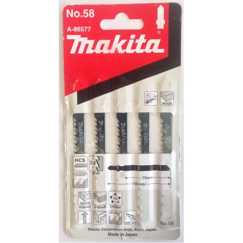 Makita Blade Jigsaw T-Shank Wood & Plastic No 58 A-86578