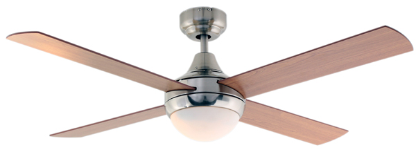 Ceiling Fan Twister 4 Blade N/Wood S/Chrome F37SCNW