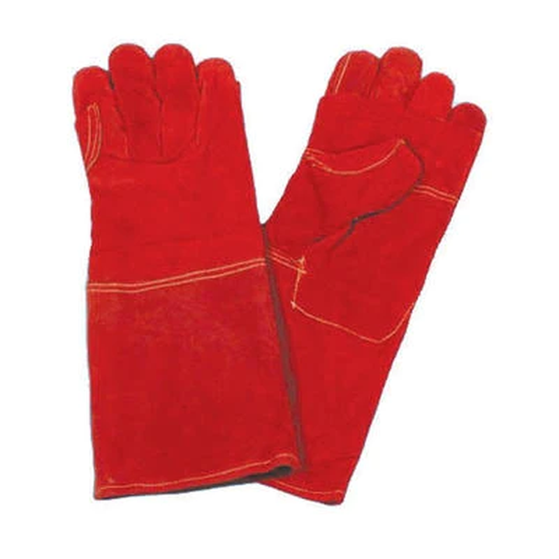 Heat Resistant Red Leather Welding Gloves