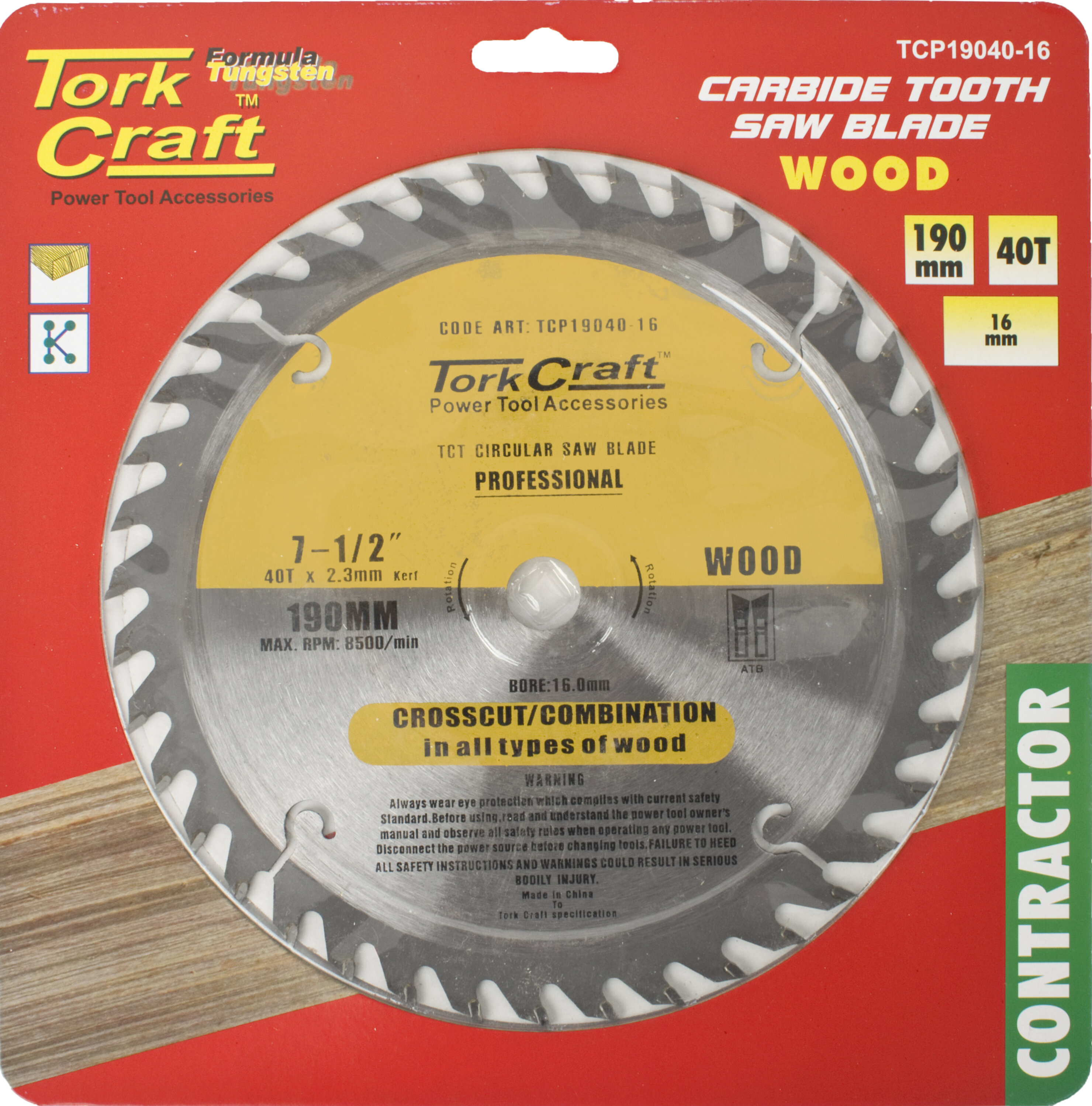 Blade Circular Saw 190x 40T 16 Contractor TCP19040-16