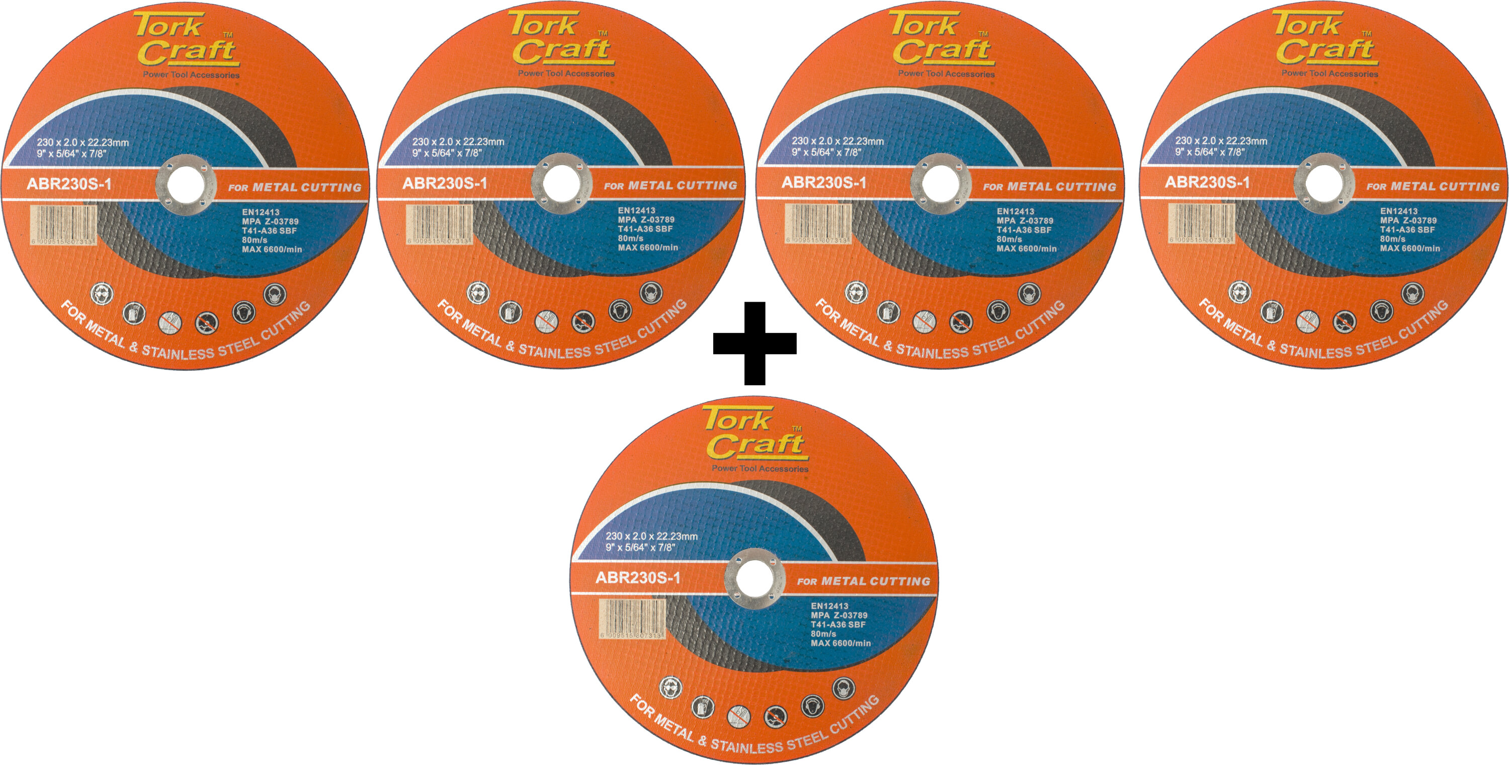 Tork Craft Cutting Disc Steel 230x3.0x22.22mm 5+1 COMBO 113