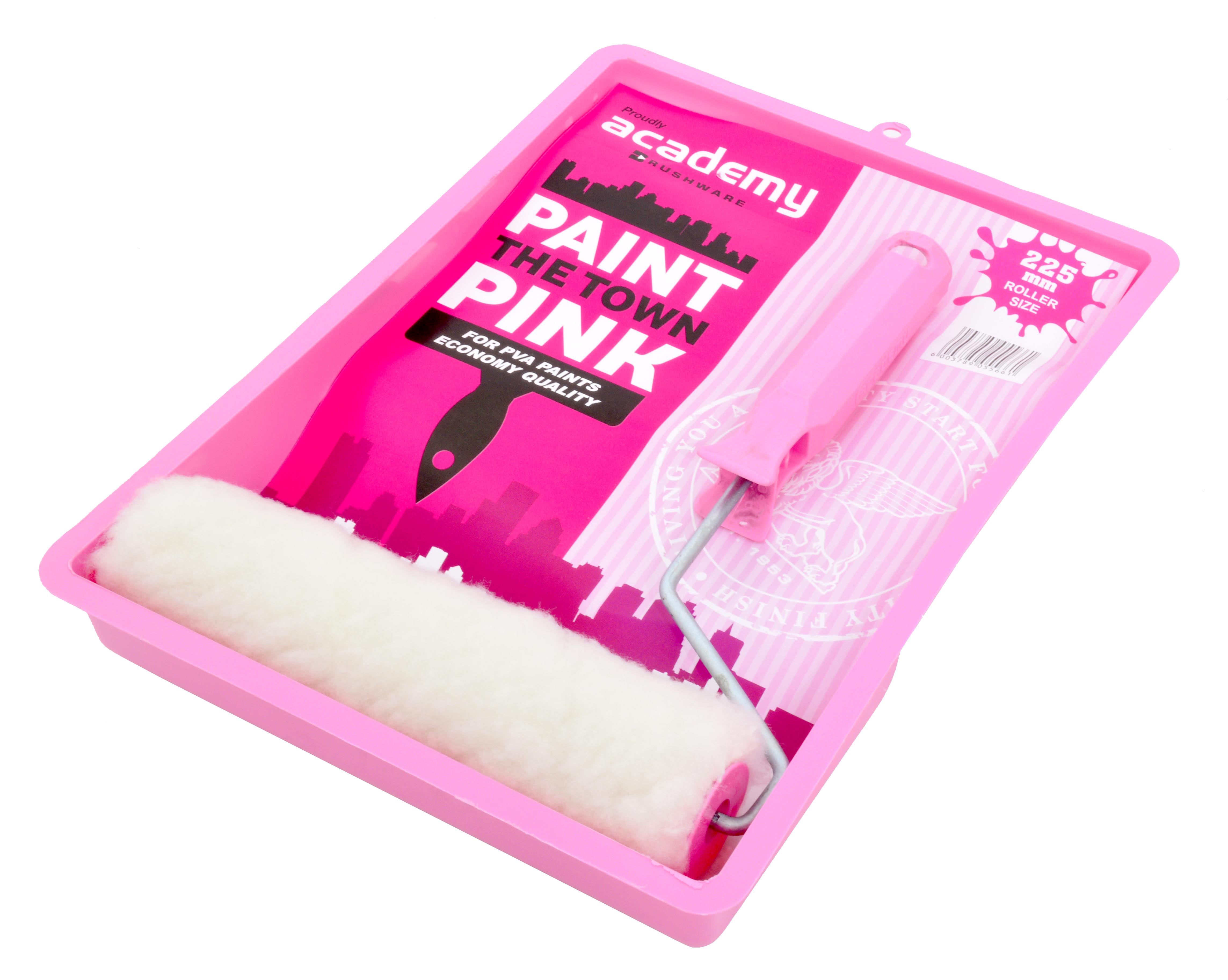 Academy Paint Roller and Tray Set Pink F5566