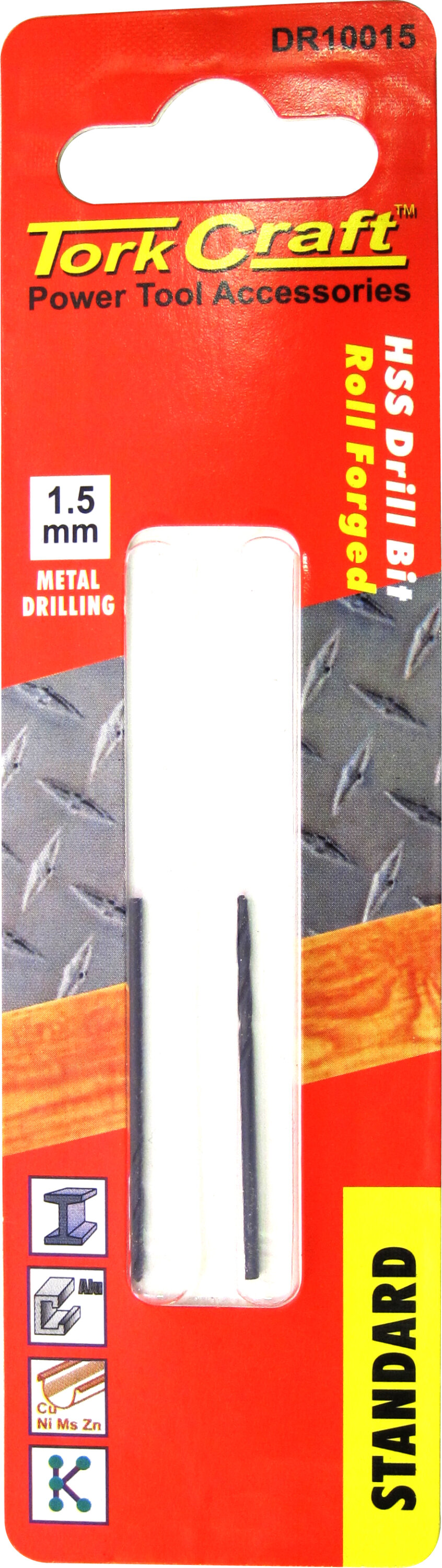 Tork Craft Drill Bit HSS Standard 1.5mm ( 2) Card DR10015