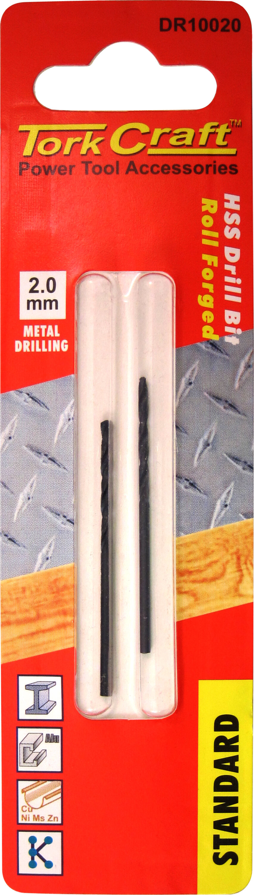 Tork Craft Drill Bit HSS Standard 2.0mm ( 2) Card DR10020