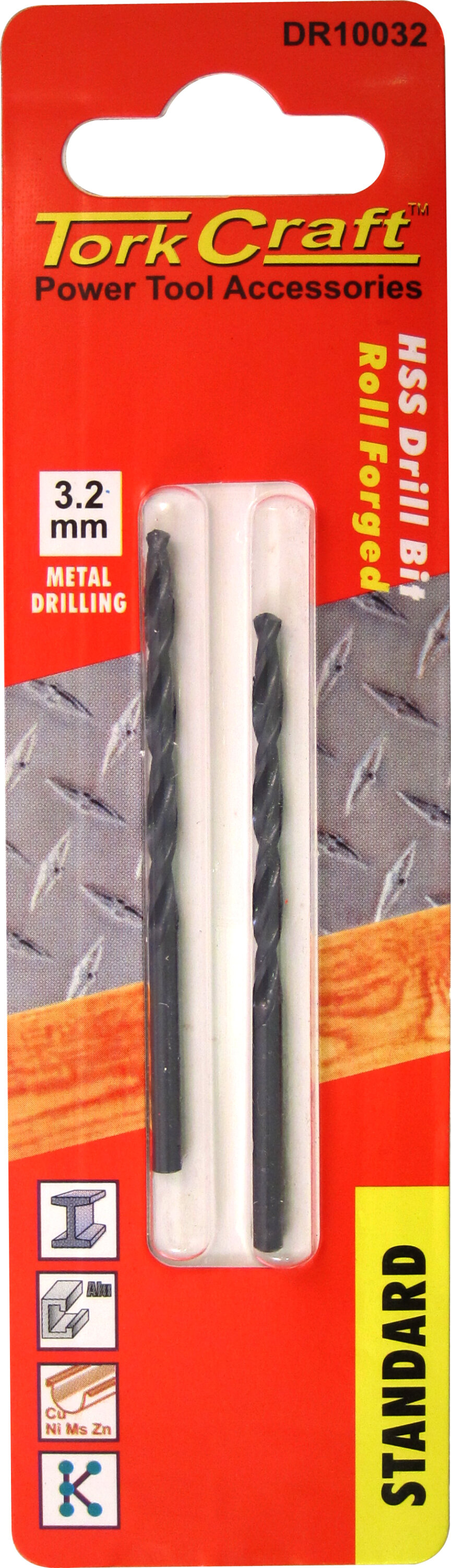 Tork Craft Drill Bit HSS Standard 3.2mm ( 2) Card DR10032