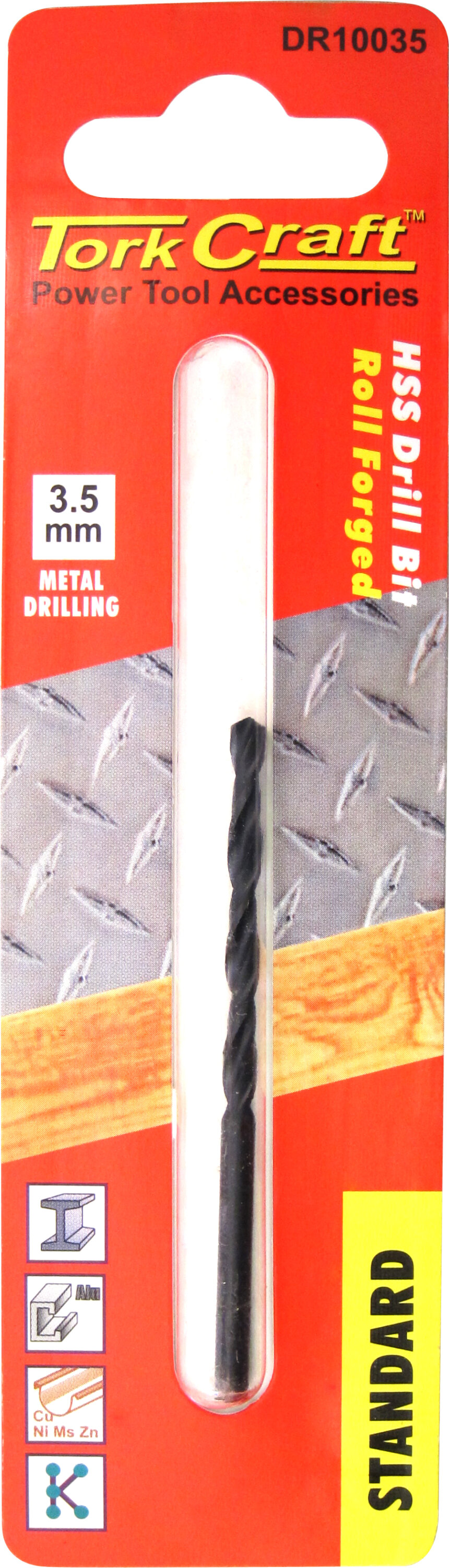 Tork Craft Drill Bit HSS Standard 3.5mm ( 1) Card DR10035