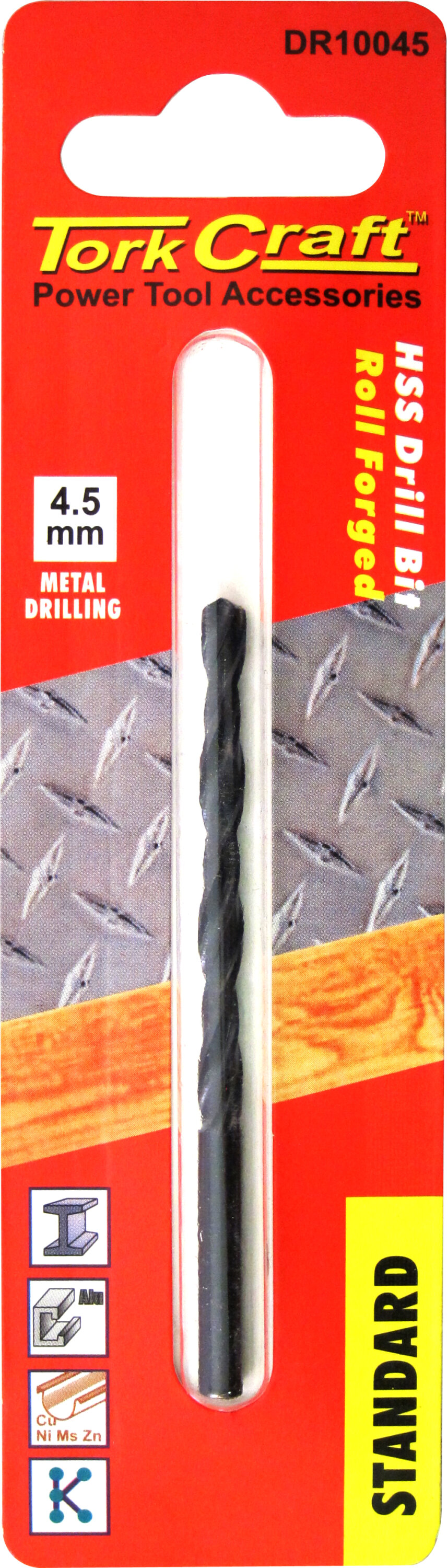 Tork Craft Drill Bit HSS Standard 4.5mm ( 1) Card DR10045
