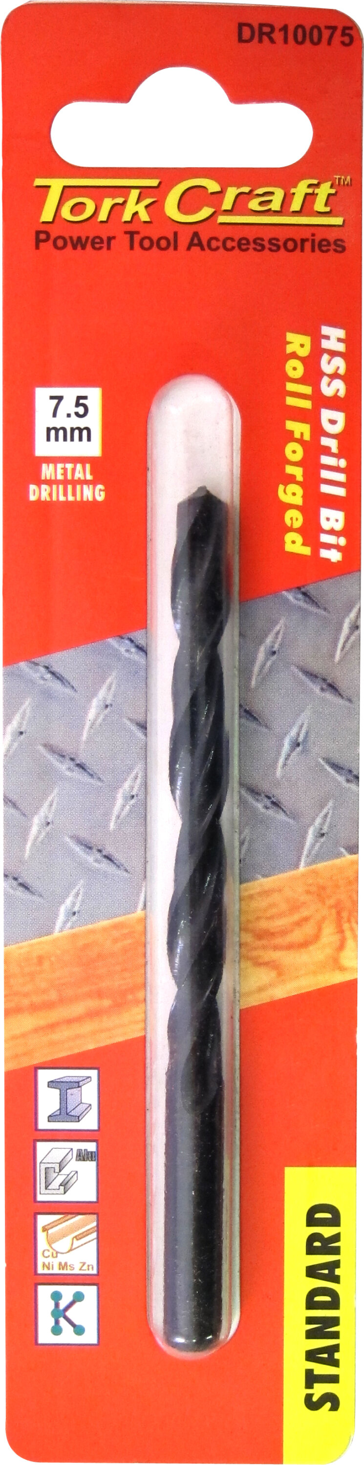 Tork Craft Drill Bit HSS Standard 7.5mm ( 1) Card DR10075