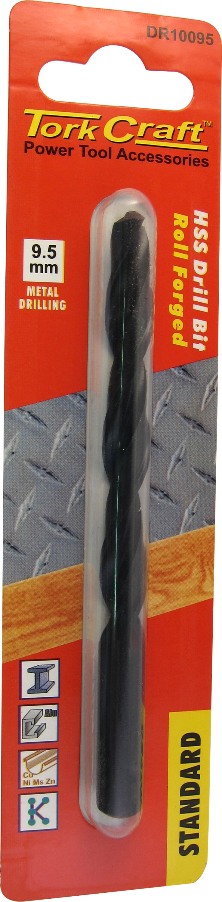Tork Craft Drill Bit HSS Standard 9.5mm ( 1) Card DR10095