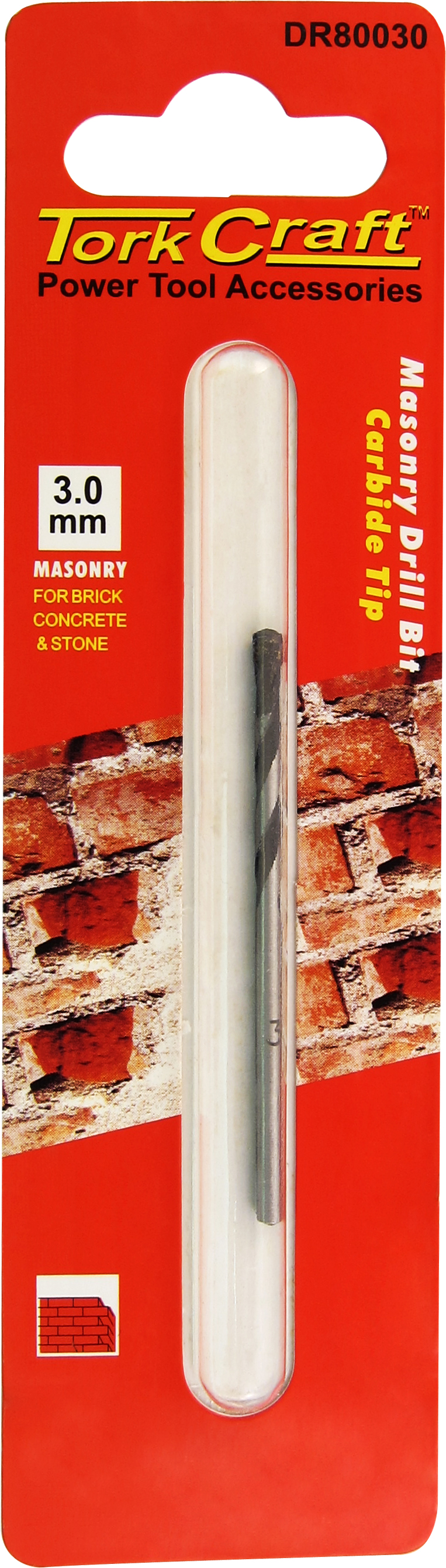 Tork Craft Drill Bit Masonry/Concrete 3.0mm (1) Card DR80030