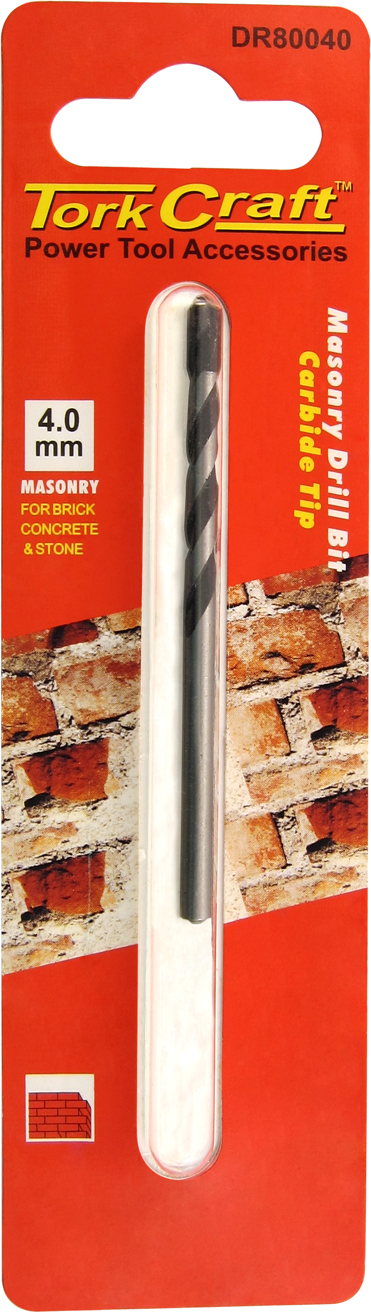Tork Craft Drill Bit Masonry/Concrete 4.0mm (1) Card DR80040