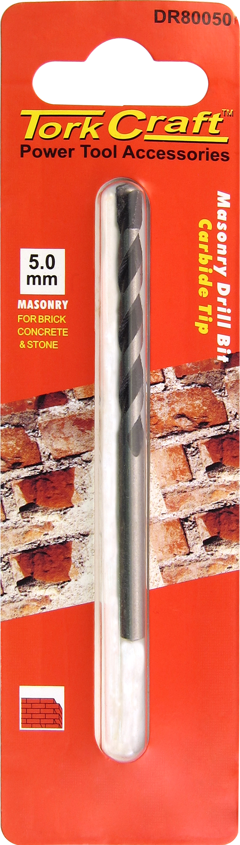 Tork Craft Drill Bit Masonry/Concrete 5.0mm (1) Card DR80050